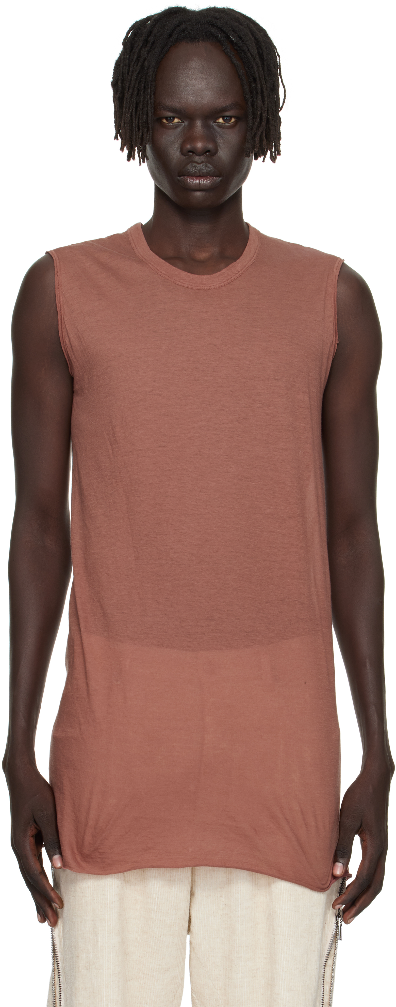 Rick Owens リックオウエンス タンクトップ ブラウン リブ ブラウン Rick Owens リックオウエンス タンクトップ ブラウン リブ