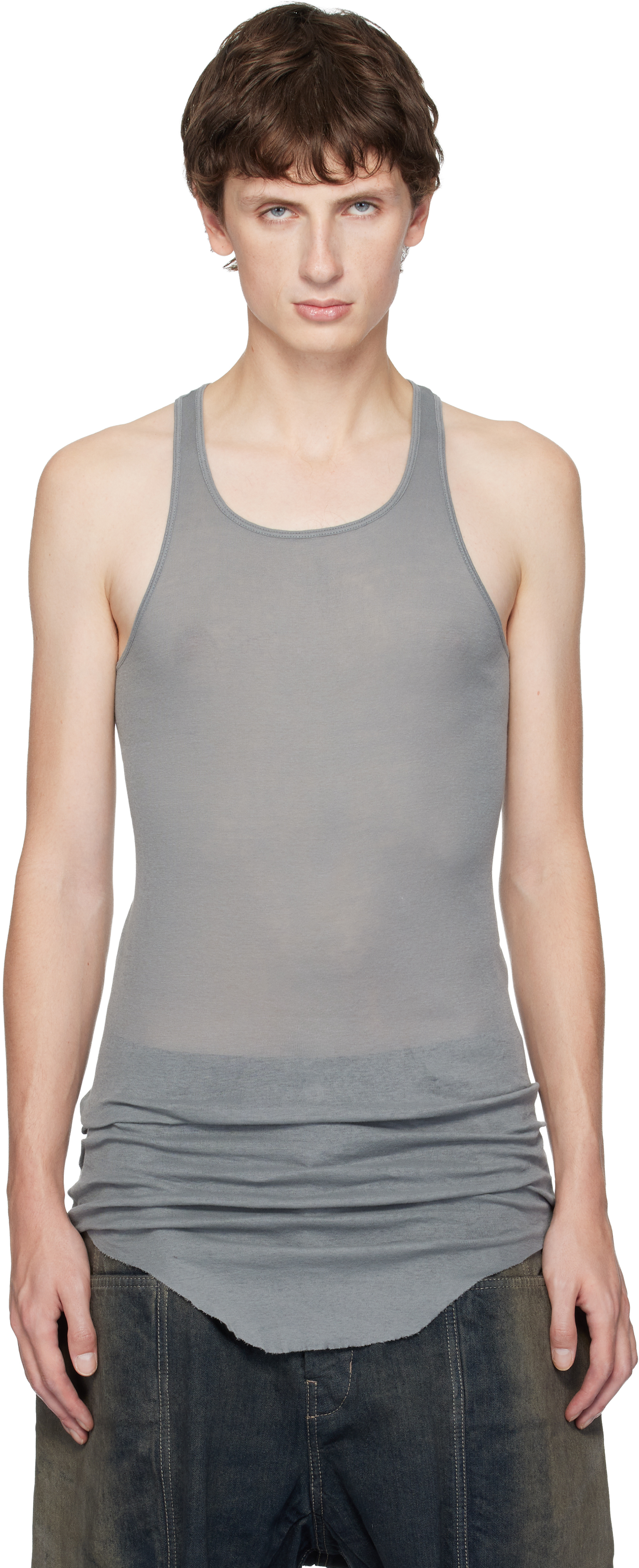 Rick Owensのグレー Concordians Basic リブタンクトップがセール中