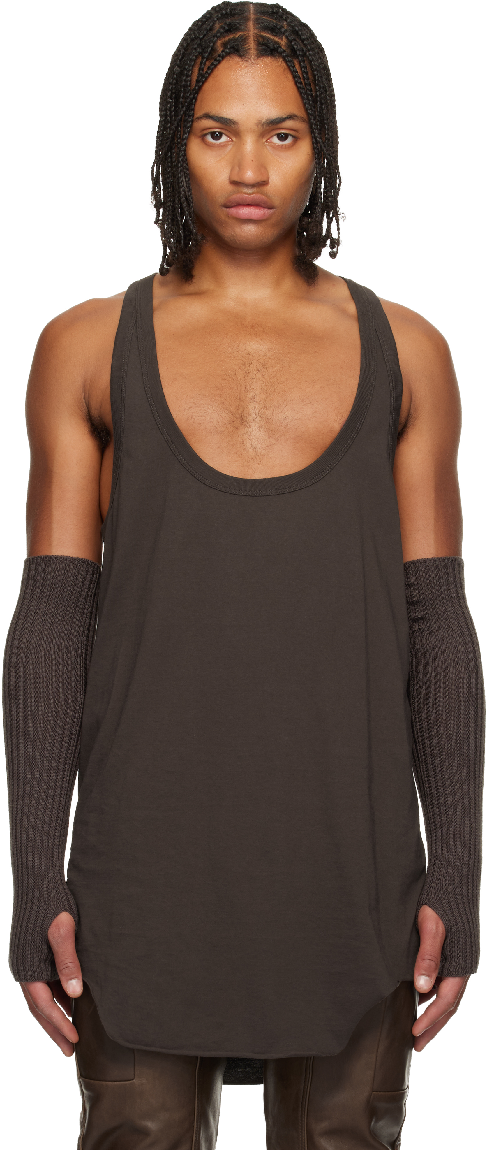 Rick Owens Gray Concordians Pony Tank Top In Brown