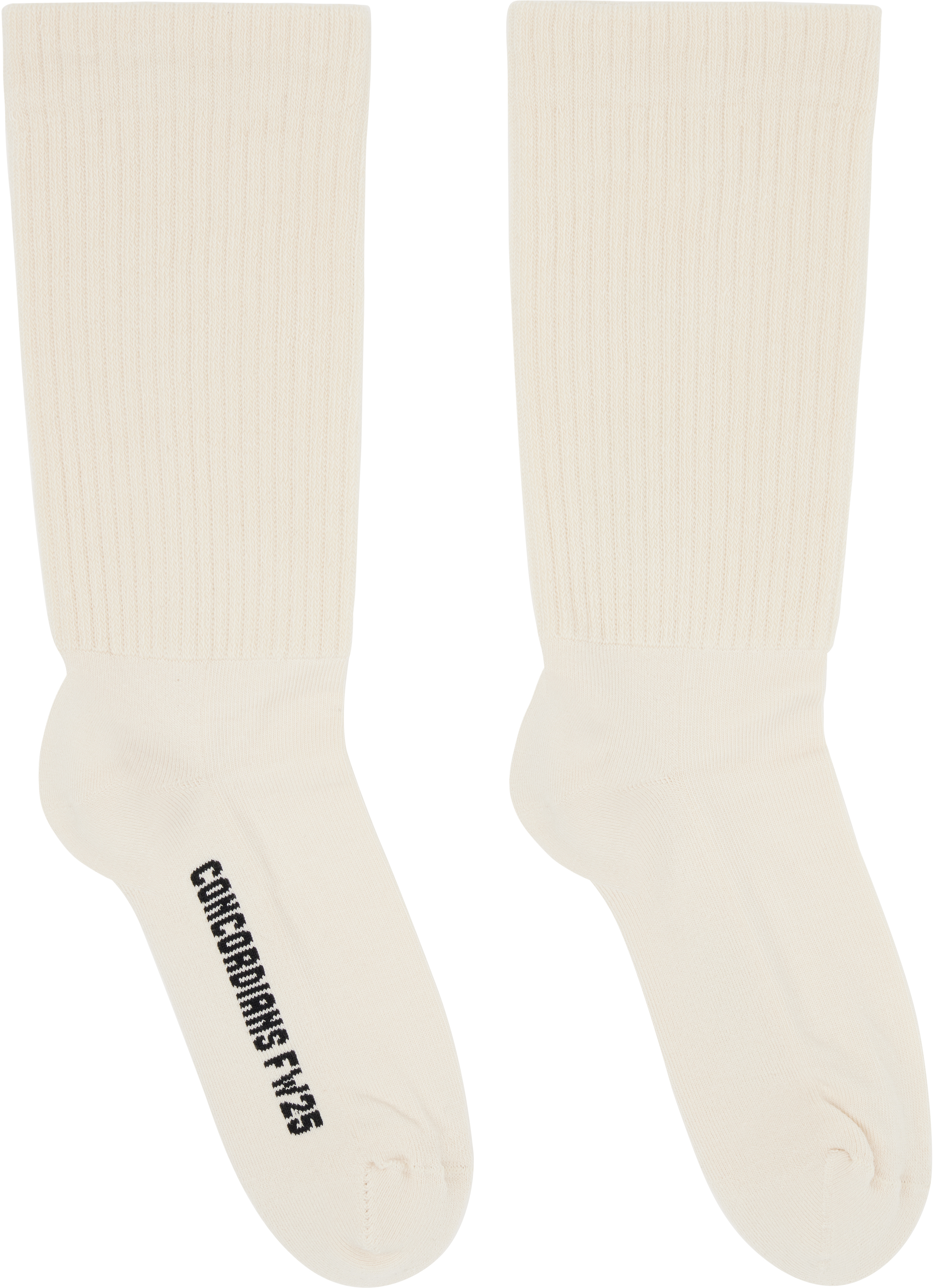 Rick Owens Off-white Knit Mid-calf Socks