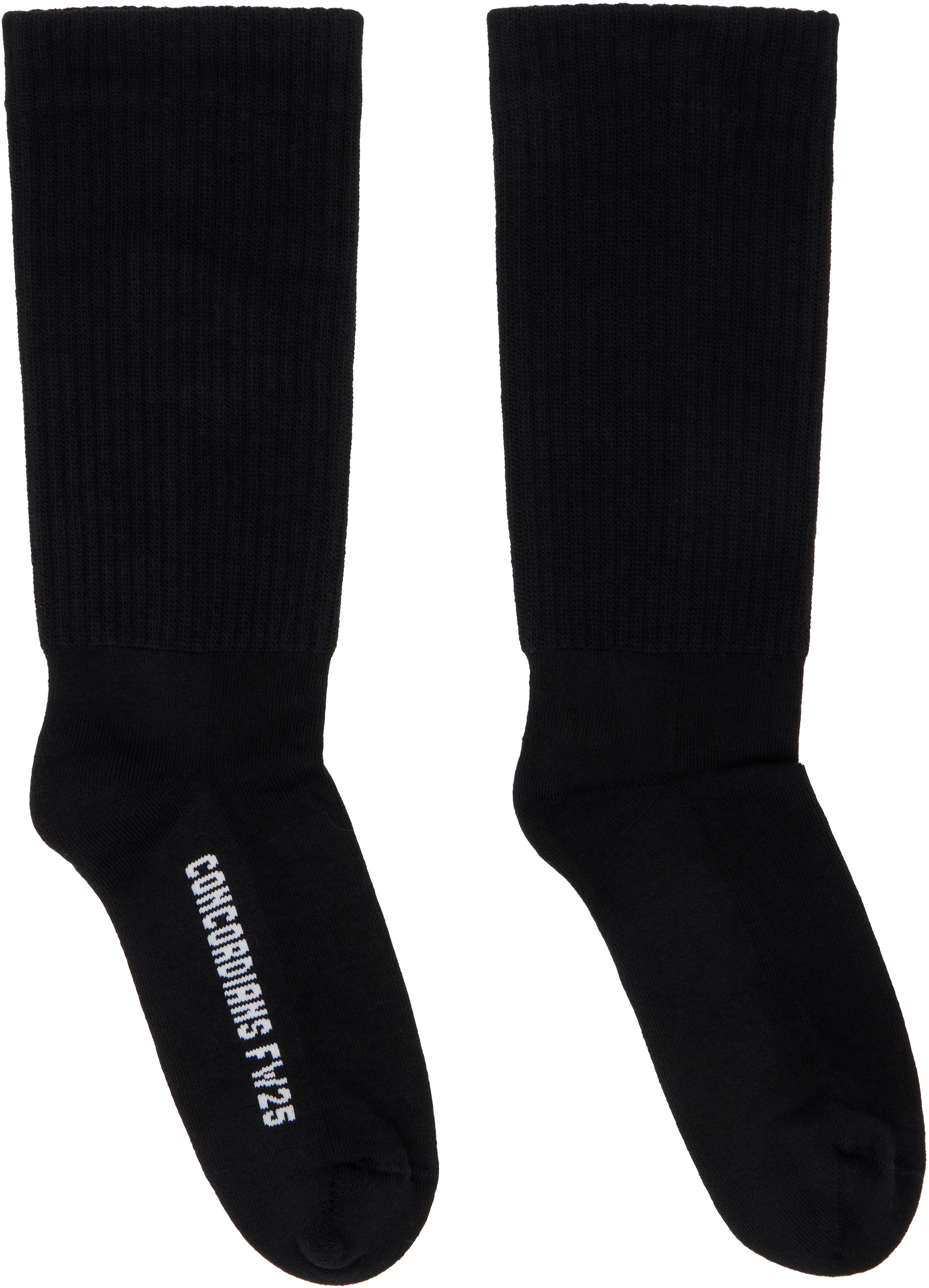 Rick Owens Black Concordians Mid Calf Socks In Multi