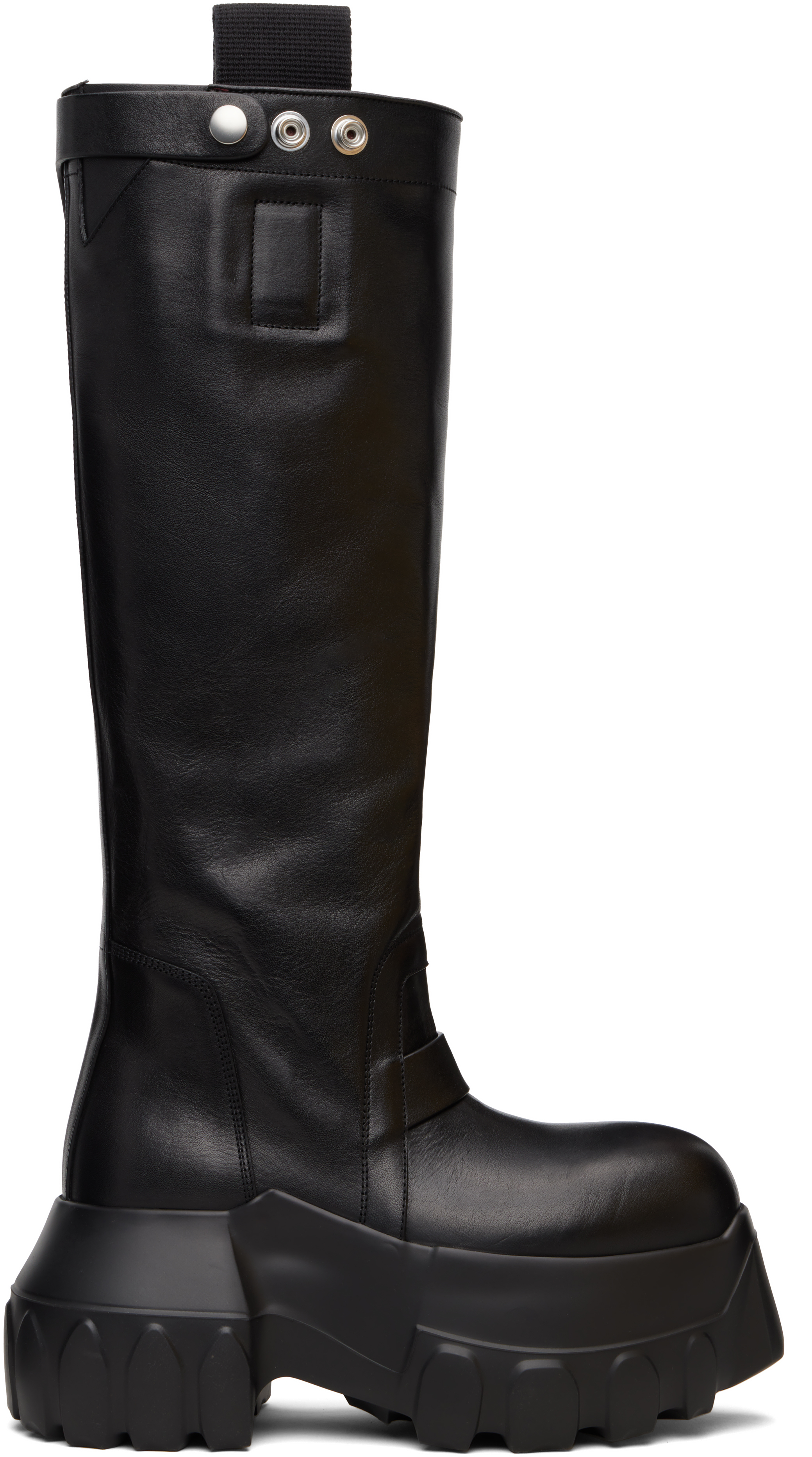 Rick Owens Black Concordians Pull On Mega Tractor Tall Boots In Black
