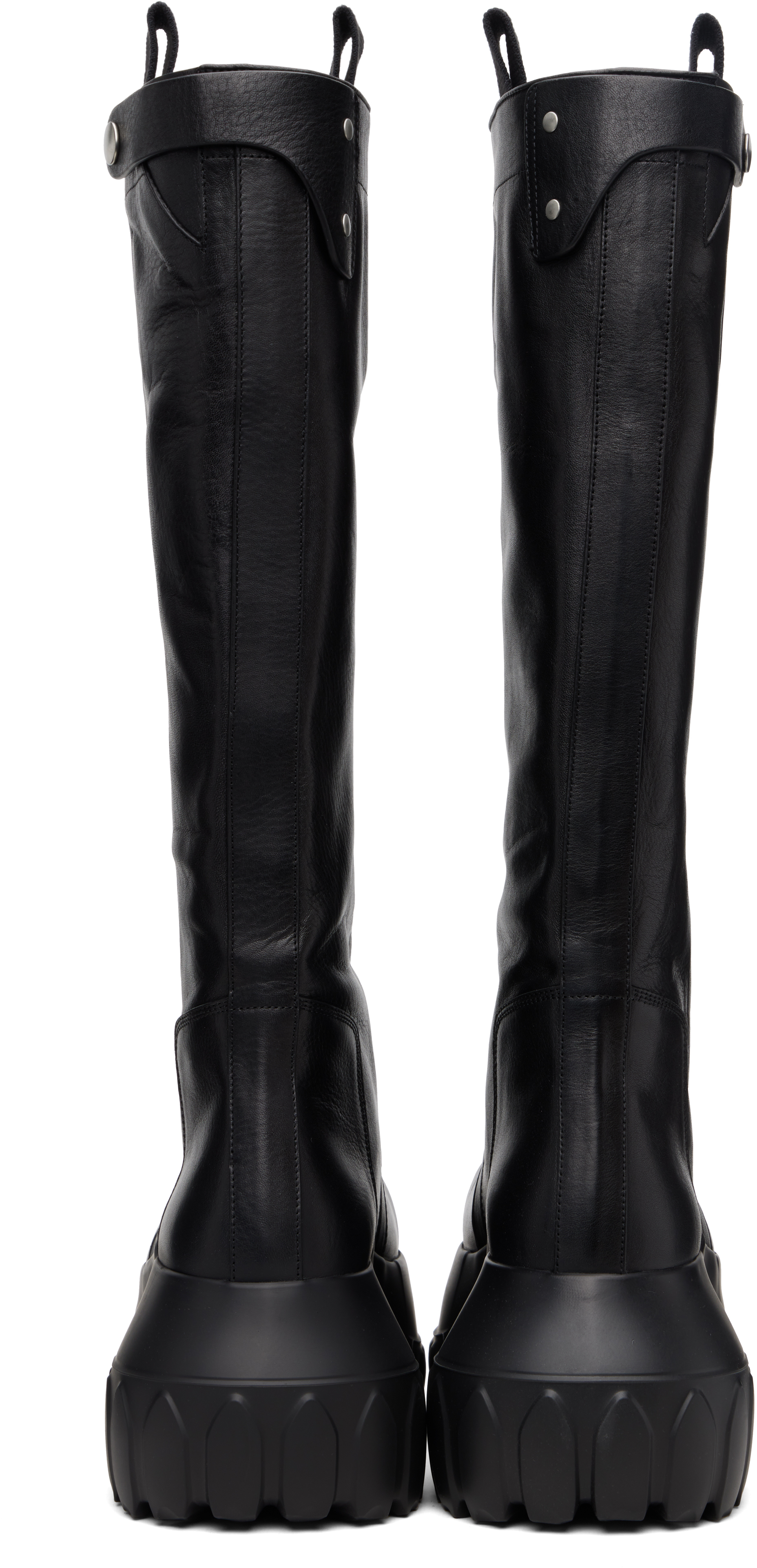 Rick Owens Black Concordians Pull On Mega Tractor Tall Boots In Black