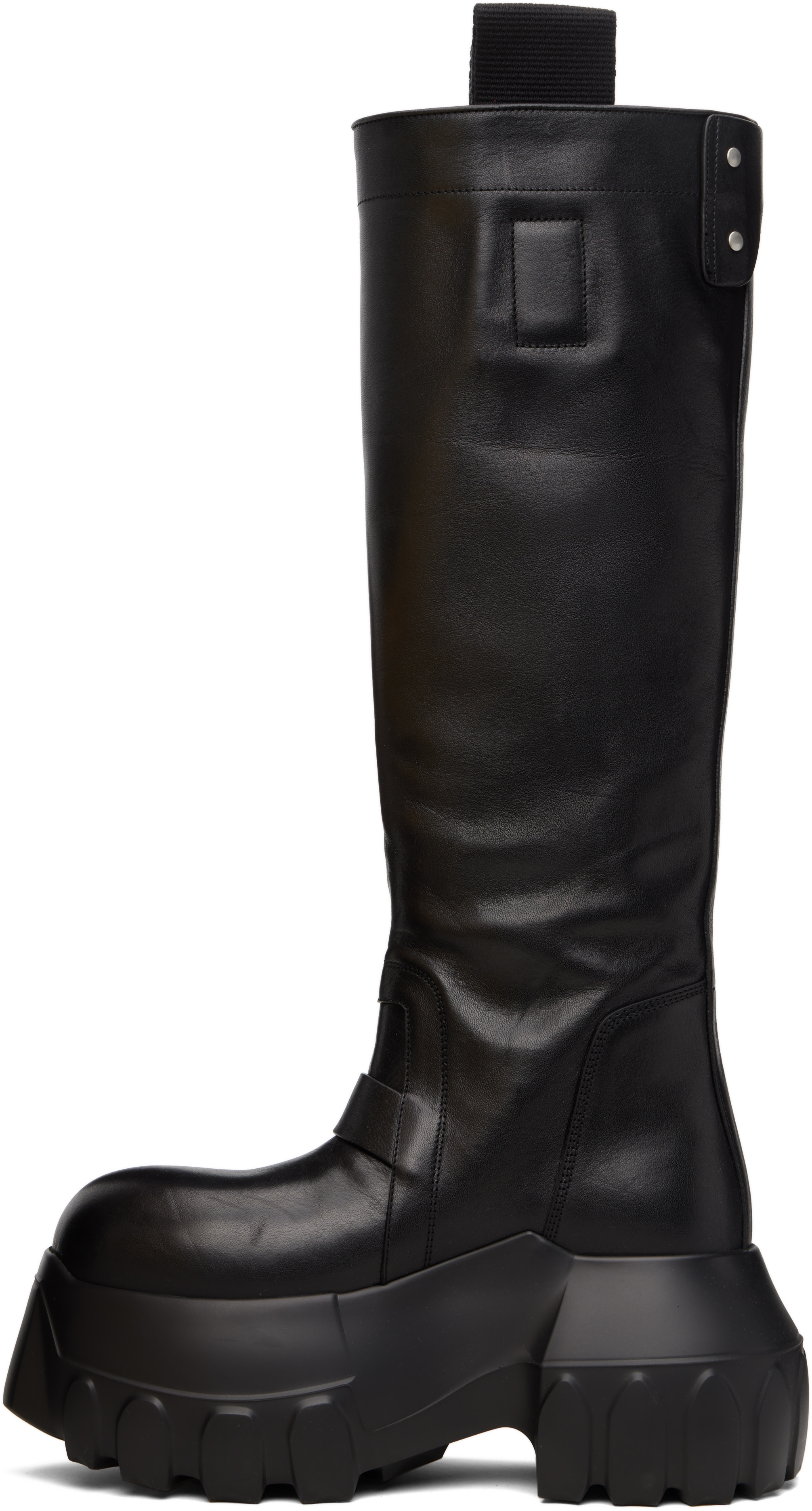 Rick Owens Black Concordians Pull On Mega Tractor Tall Boots In Black
