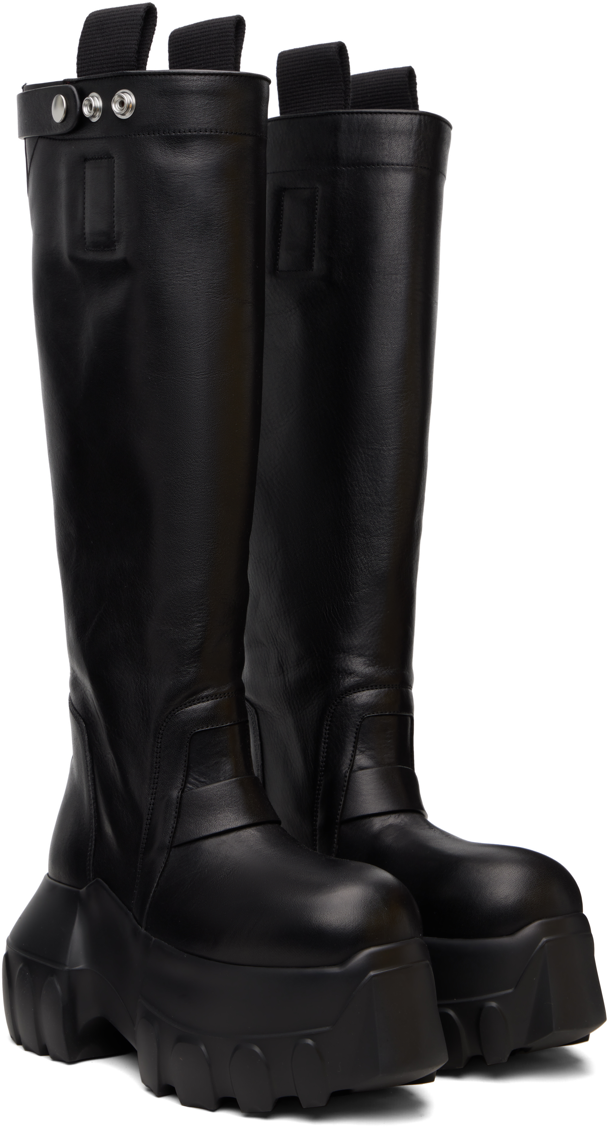 Rick Owens Black Concordians Pull On Mega Tractor Tall Boots In Black