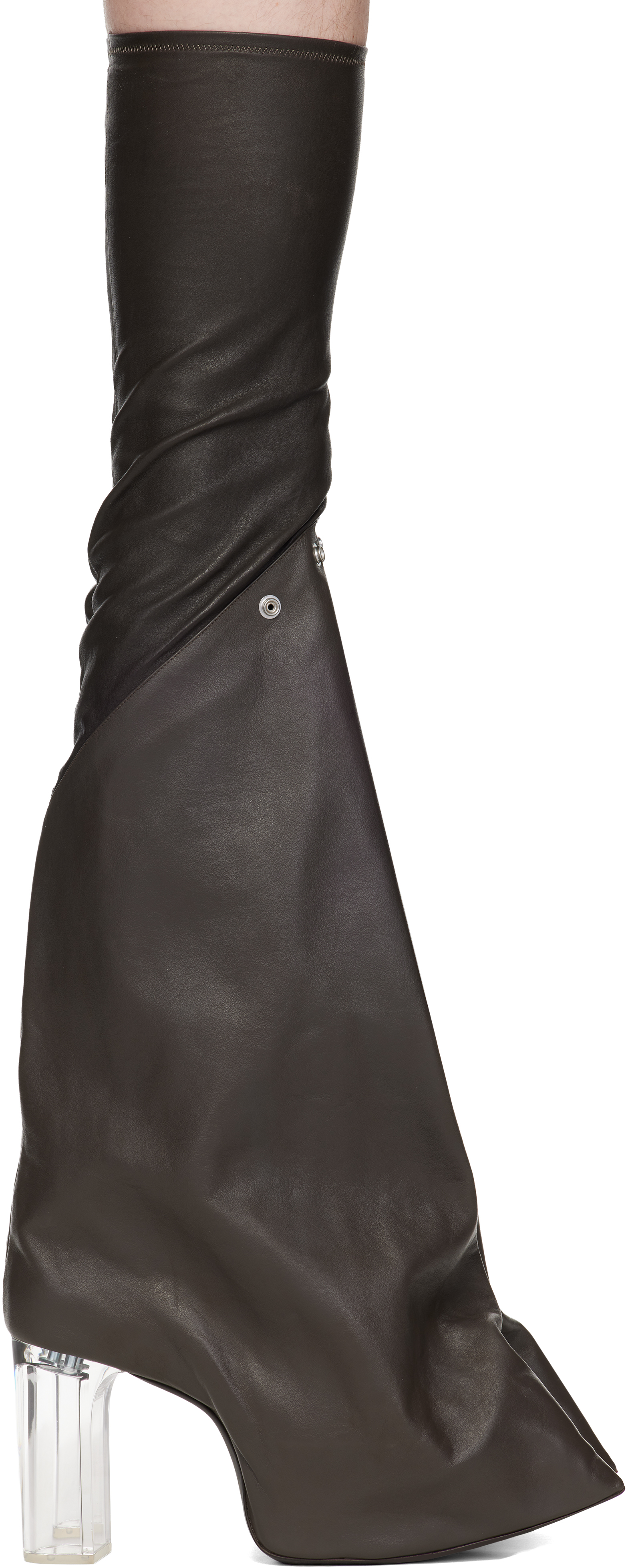 Rick Owens Gray Concordians Taco Kiss Boots In Brown