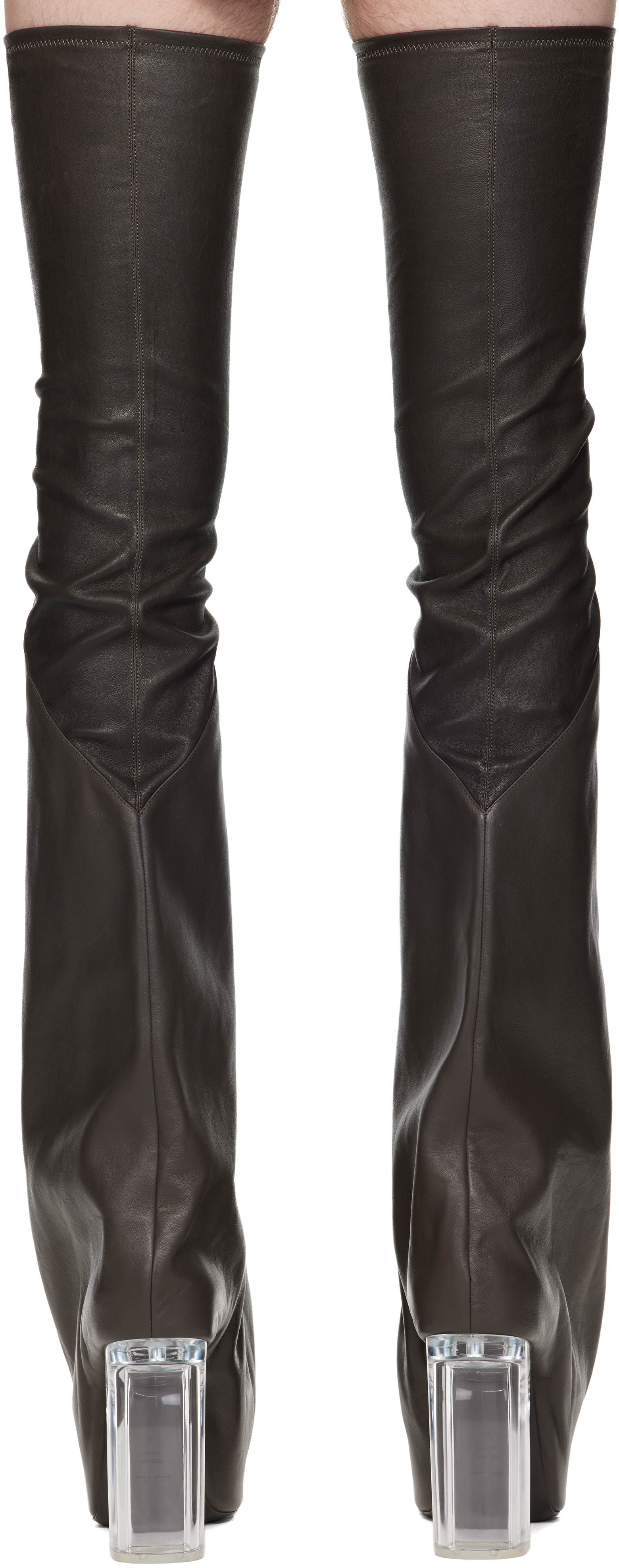 Rick Owens Gray Concordians Taco Kiss Boots In Brown