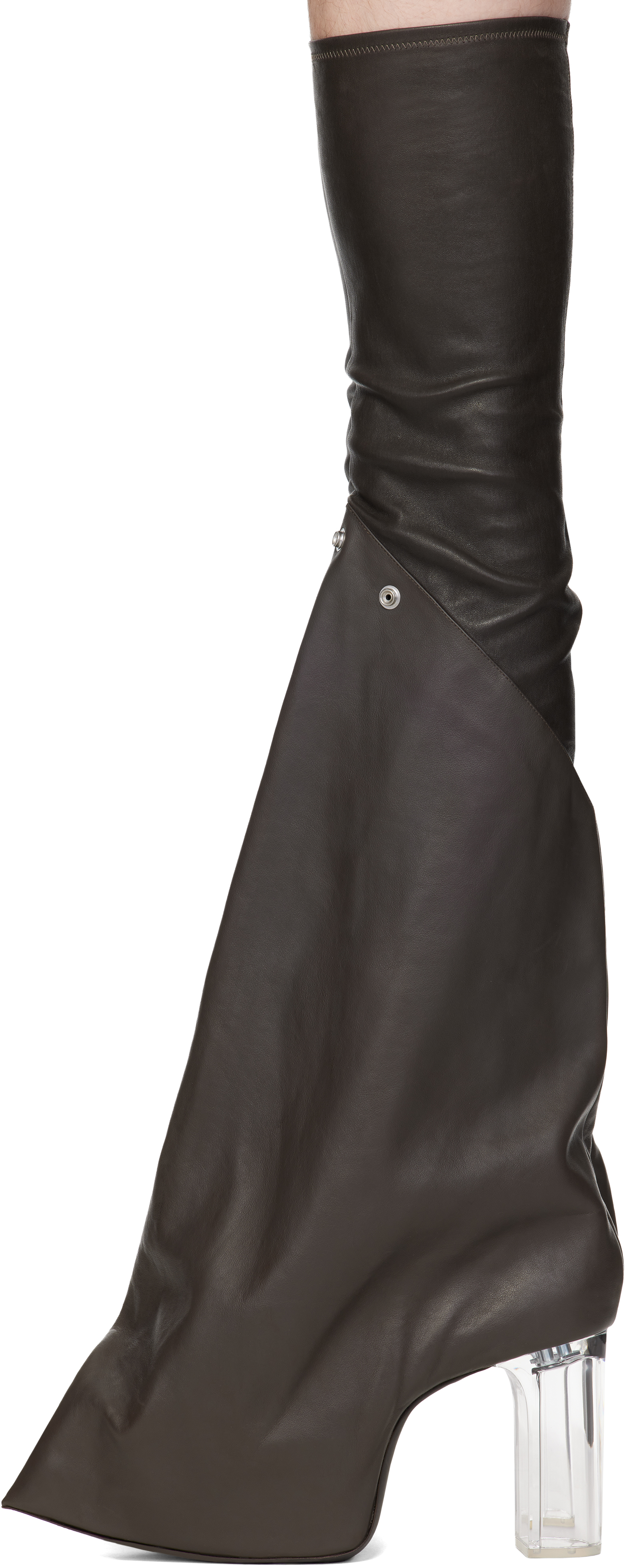 Rick Owens Gray Concordians Taco Kiss Boots In Brown