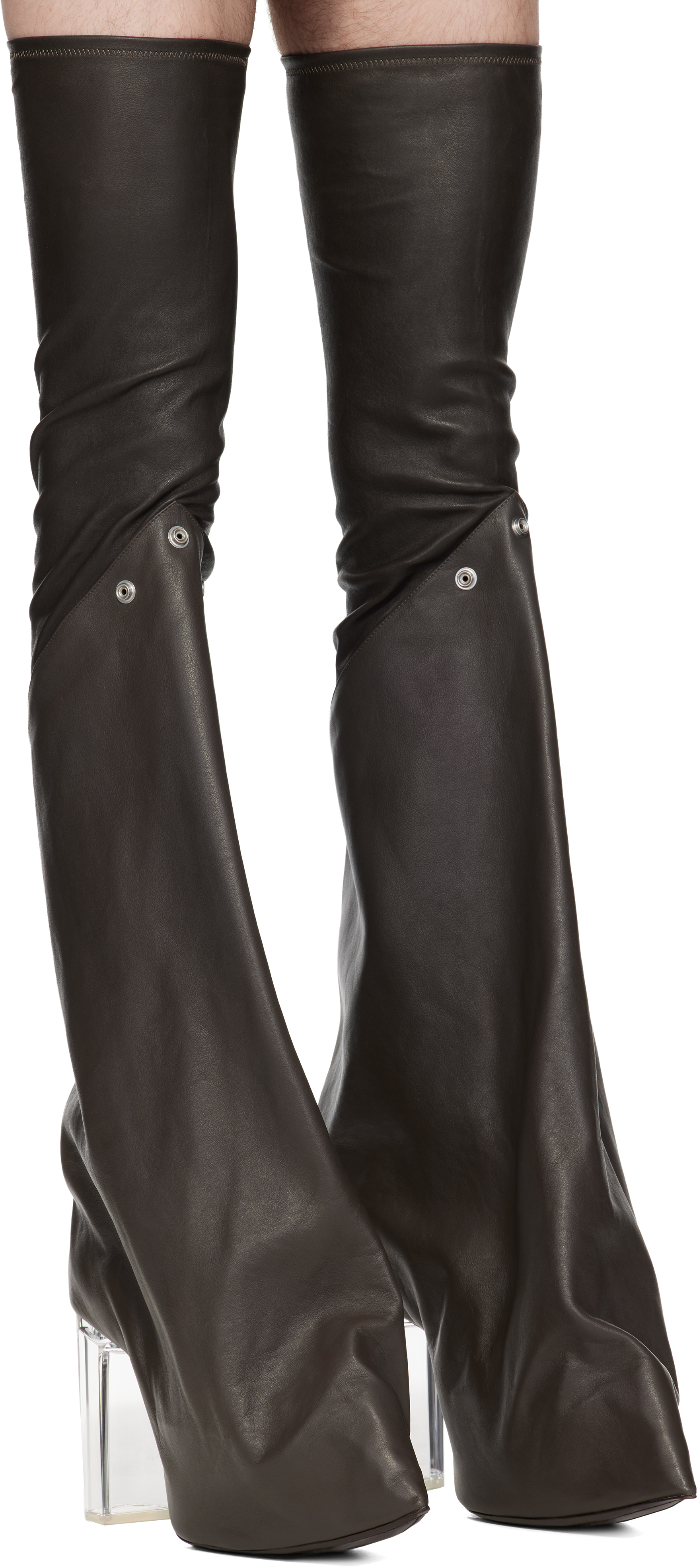 Rick Owens Gray Concordians Taco Kiss Boots In Brown