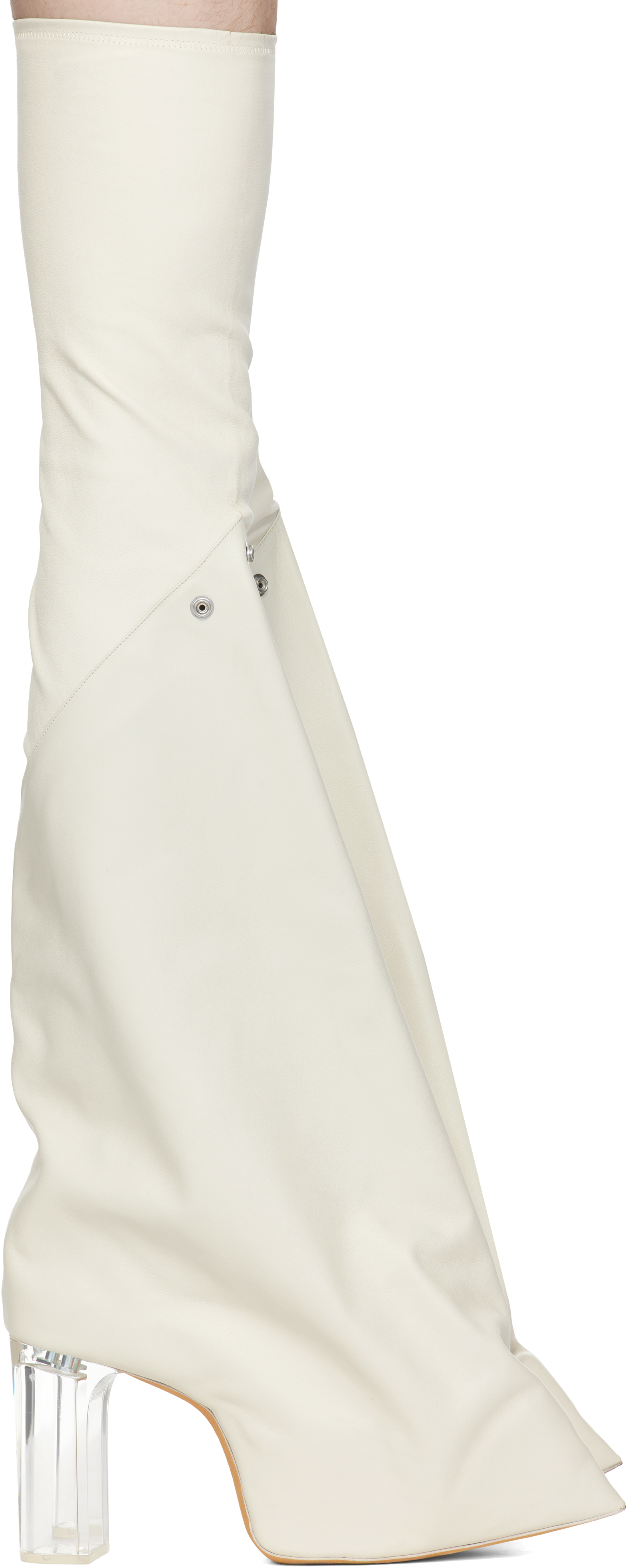 Rick Owens Off-white Concordians Taco Kiss Boots In White