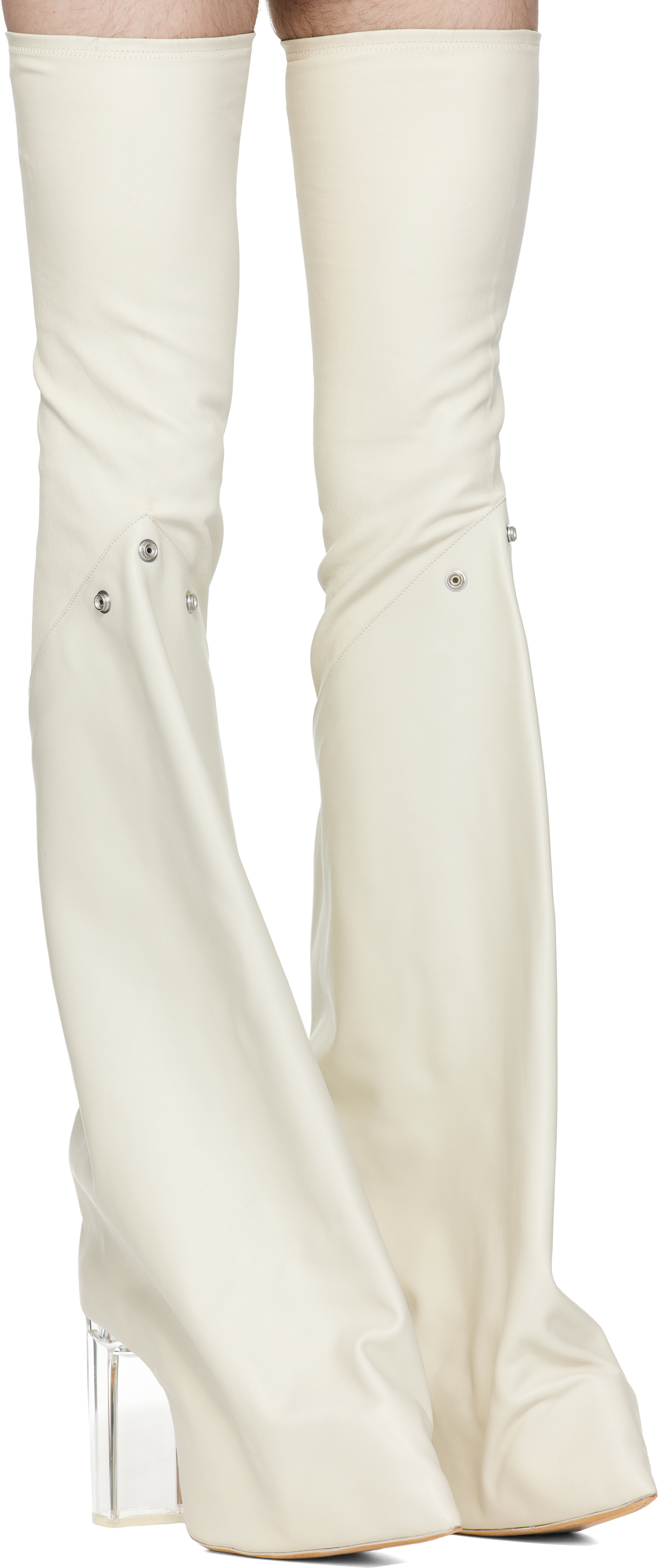 Rick Owens Off-white Concordians Taco Kiss Boots In White