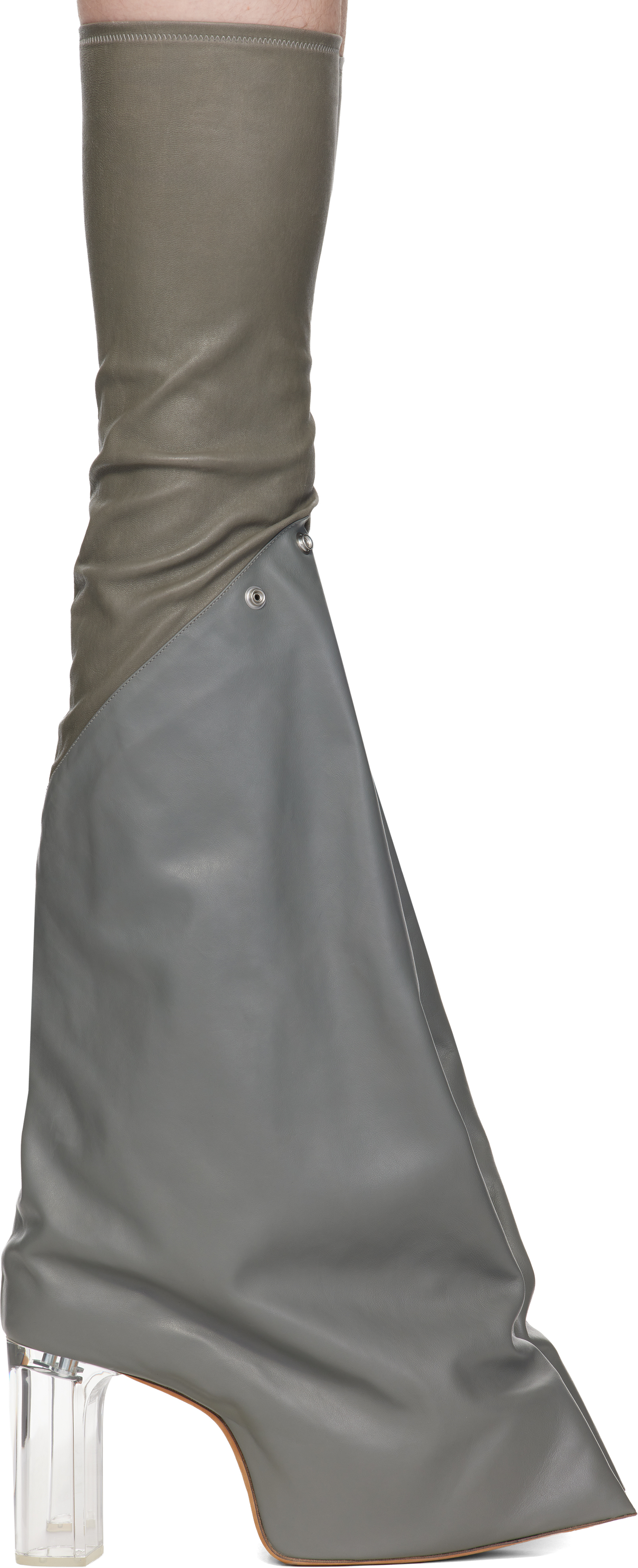 Rick Owens Gray Concordians Taco Kiss Boots In Gray