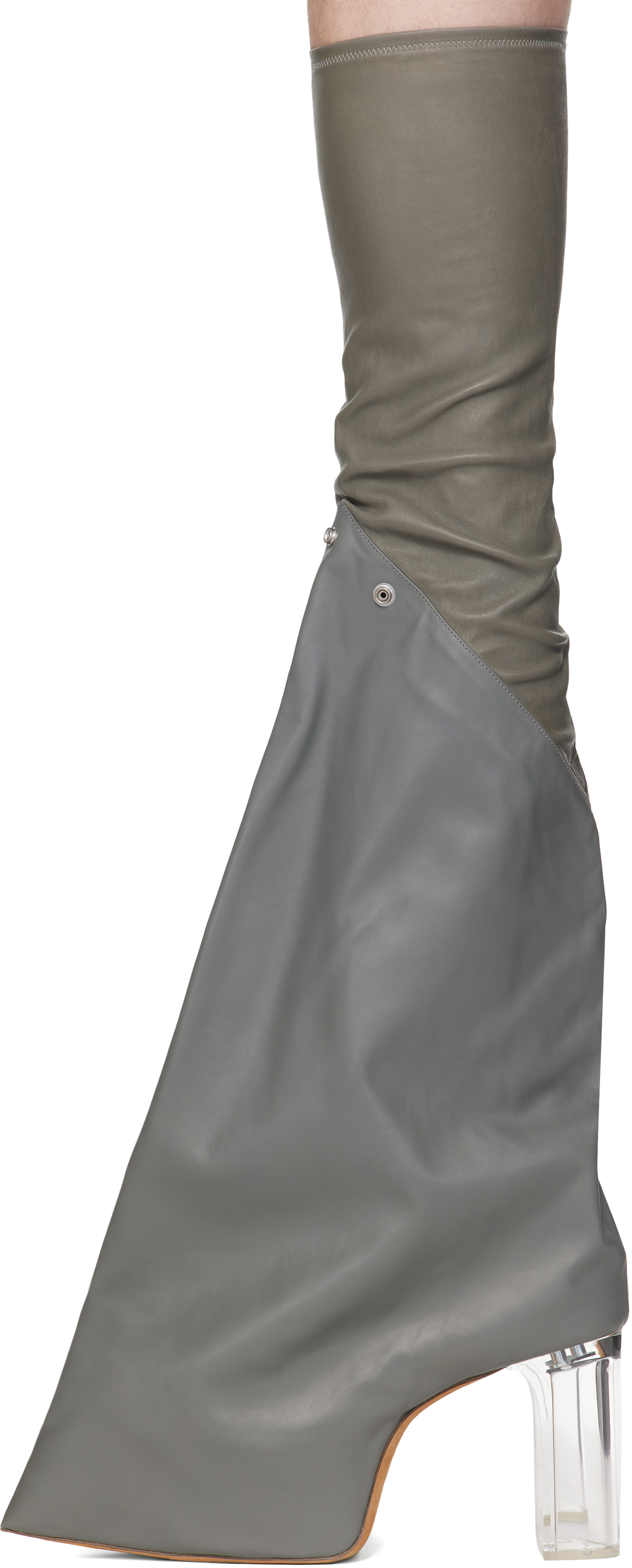 Rick Owens Gray Concordians Taco Kiss Boots In Gray