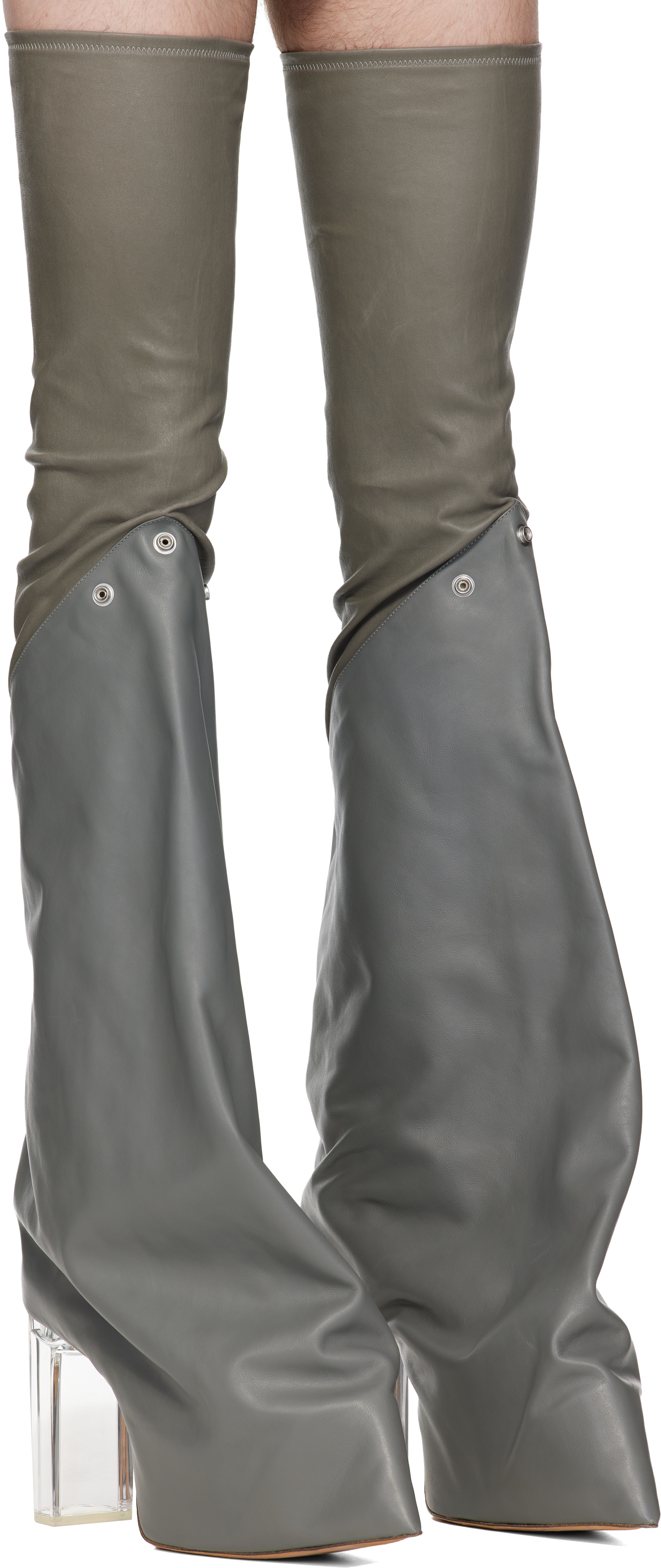 Rick Owens Gray Concordians Taco Kiss Boots In Gray