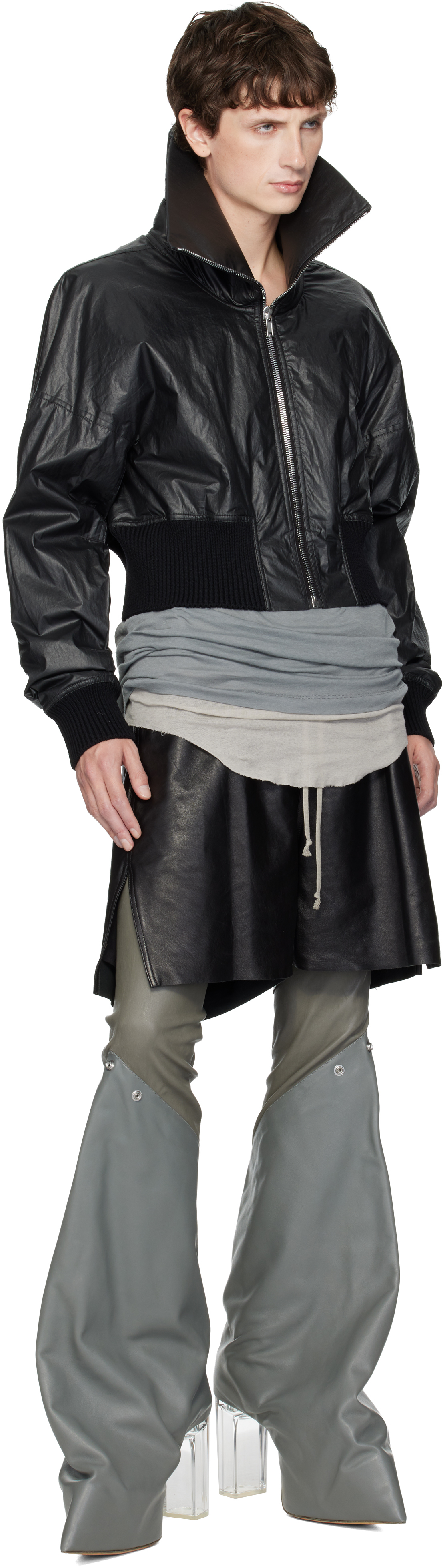 Rick Owens Gray Concordians Taco Kiss Boots In Gray