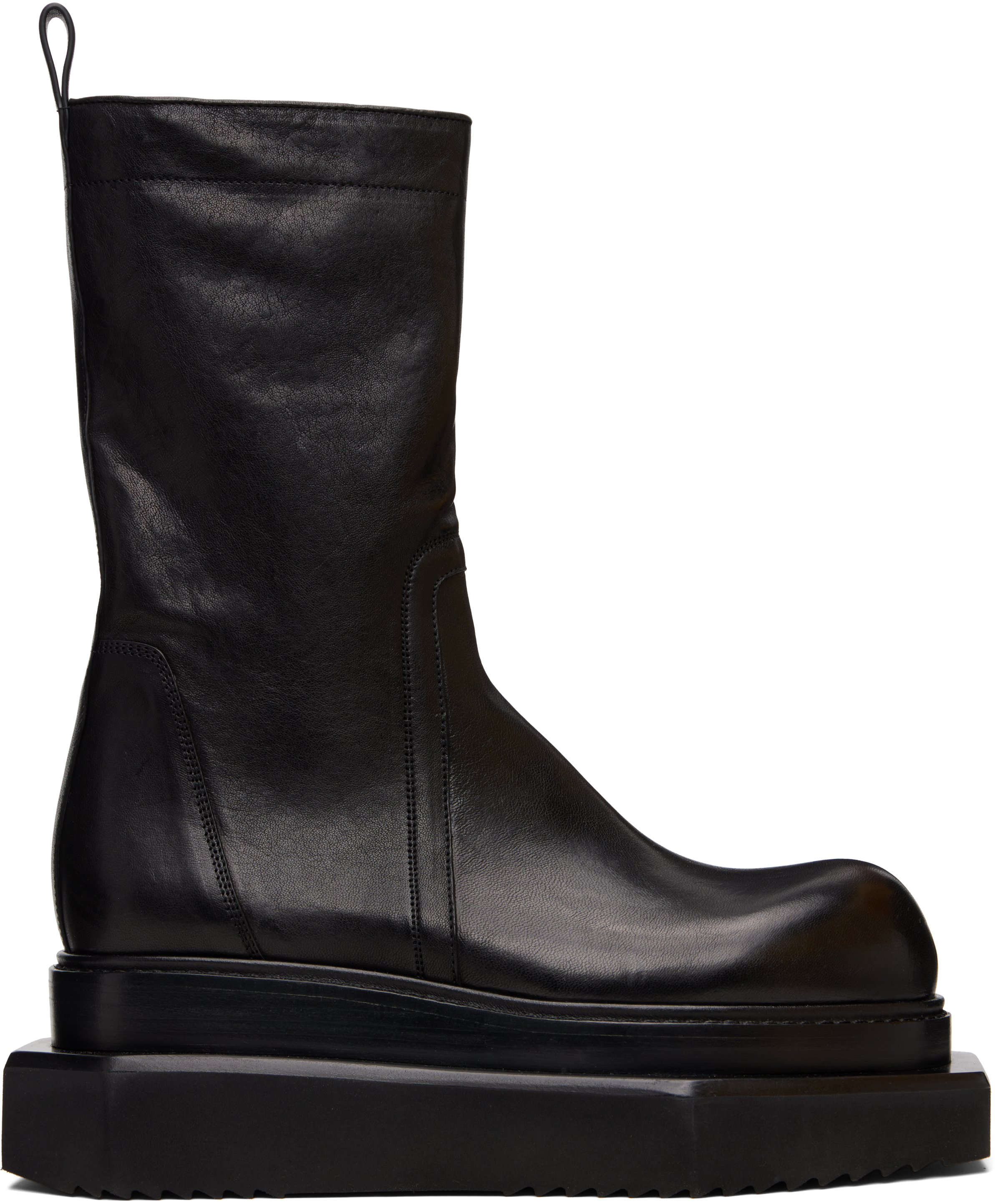 Rick Owens Black Concordians Zipped Turbo Cyclops Boots In Black