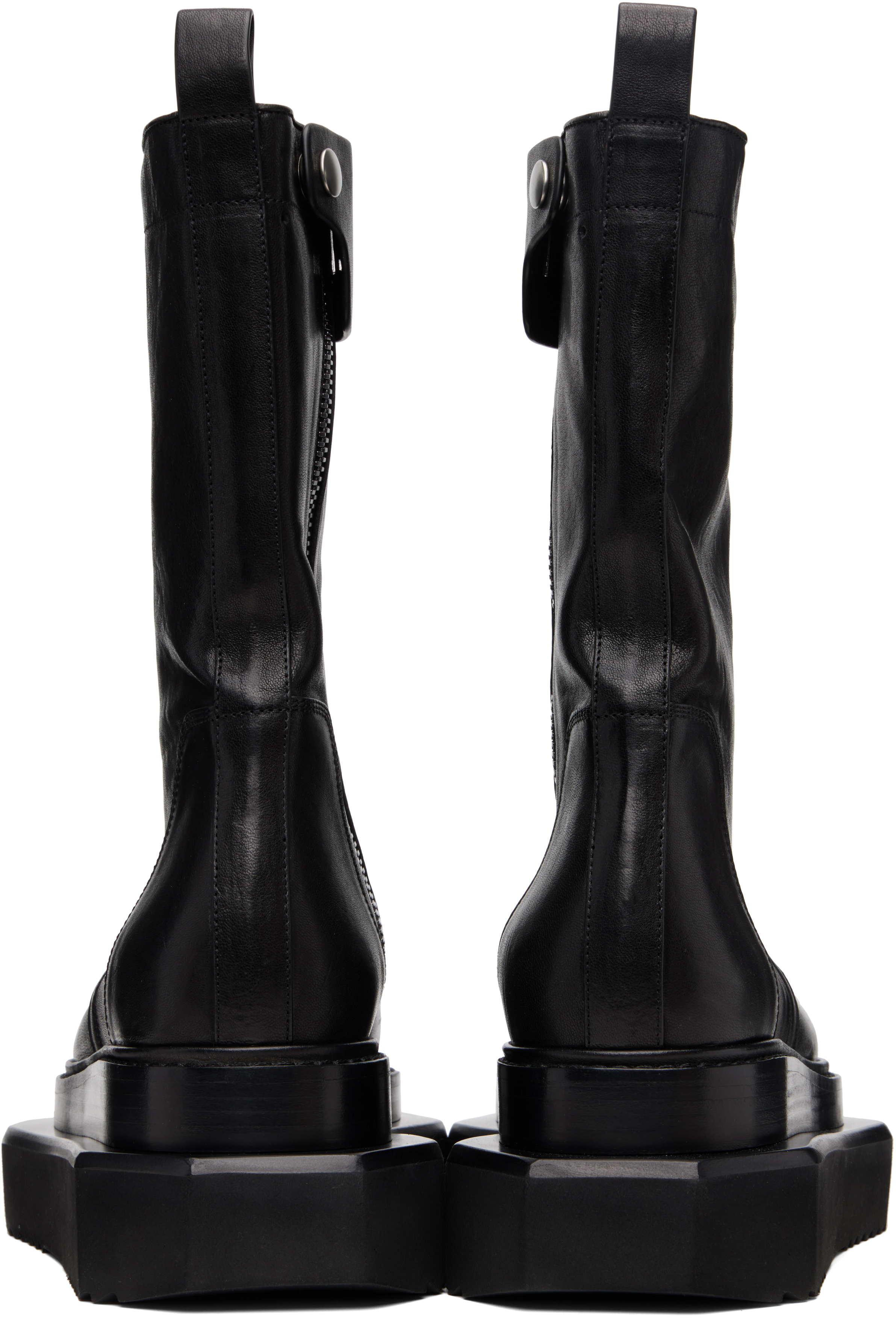 Rick Owens Black Concordians Zipped Turbo Cyclops Boots In Black