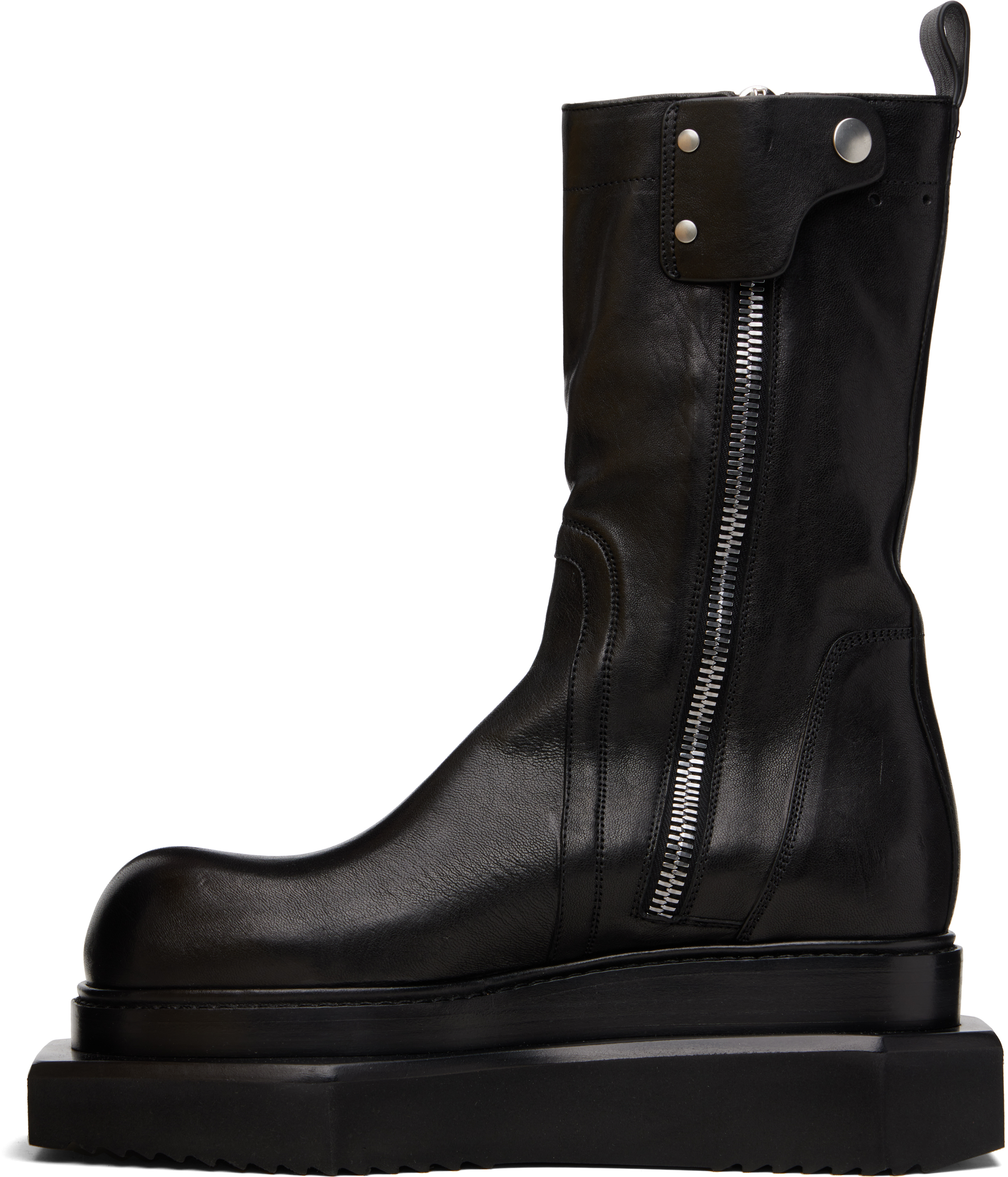 Rick Owens Black Concordians Zipped Turbo Cyclops Boots In Black