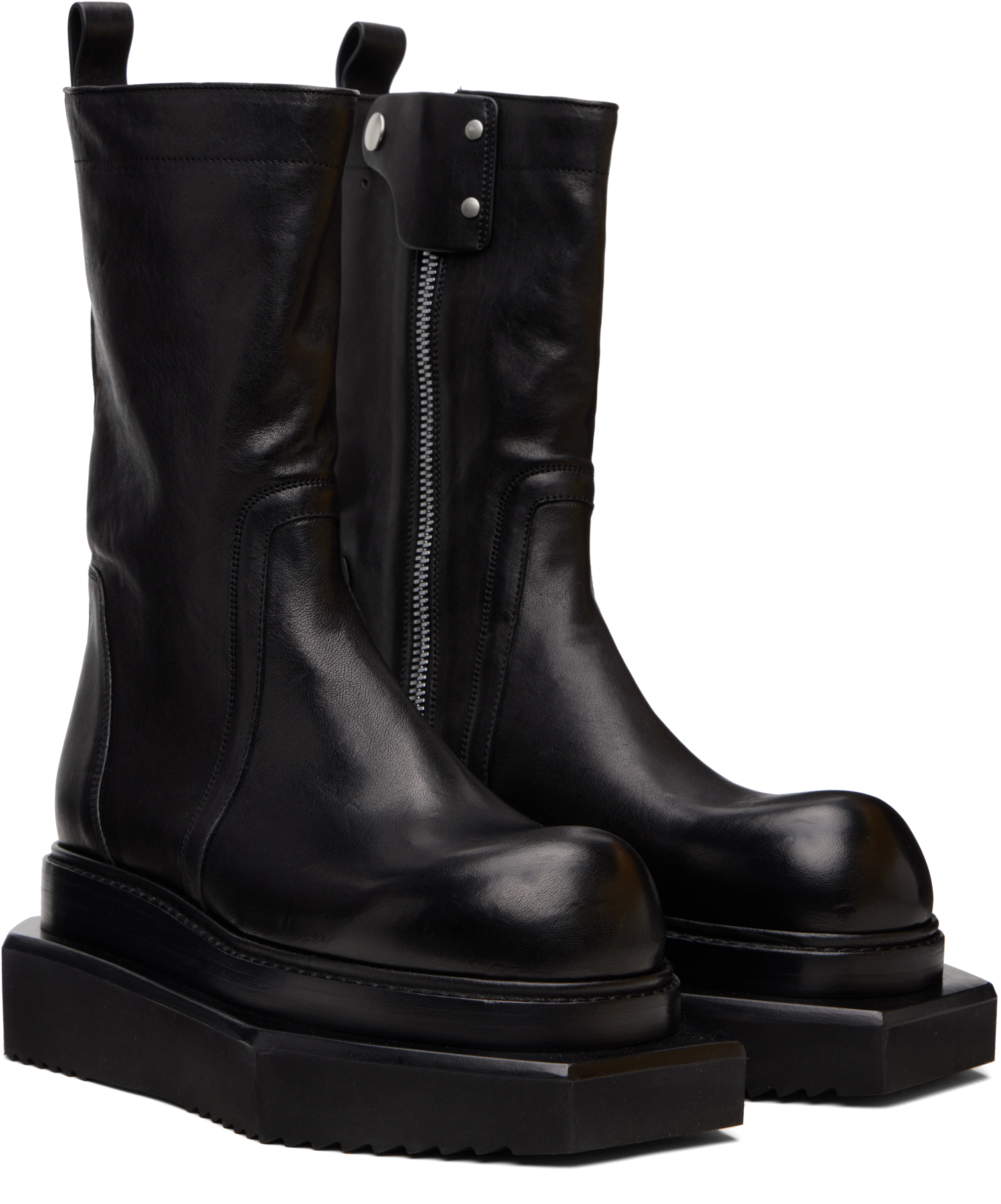 Rick Owens Black Concordians Zipped Turbo Cyclops Boots In Black