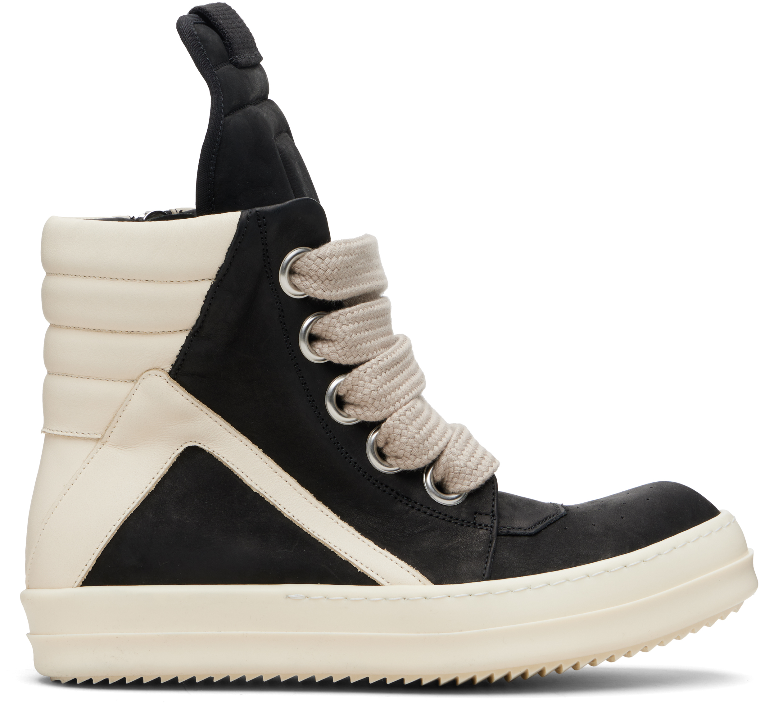 Rick Owens: Black Concordians Jumbolace Geobasket Sneakers | SSENSE