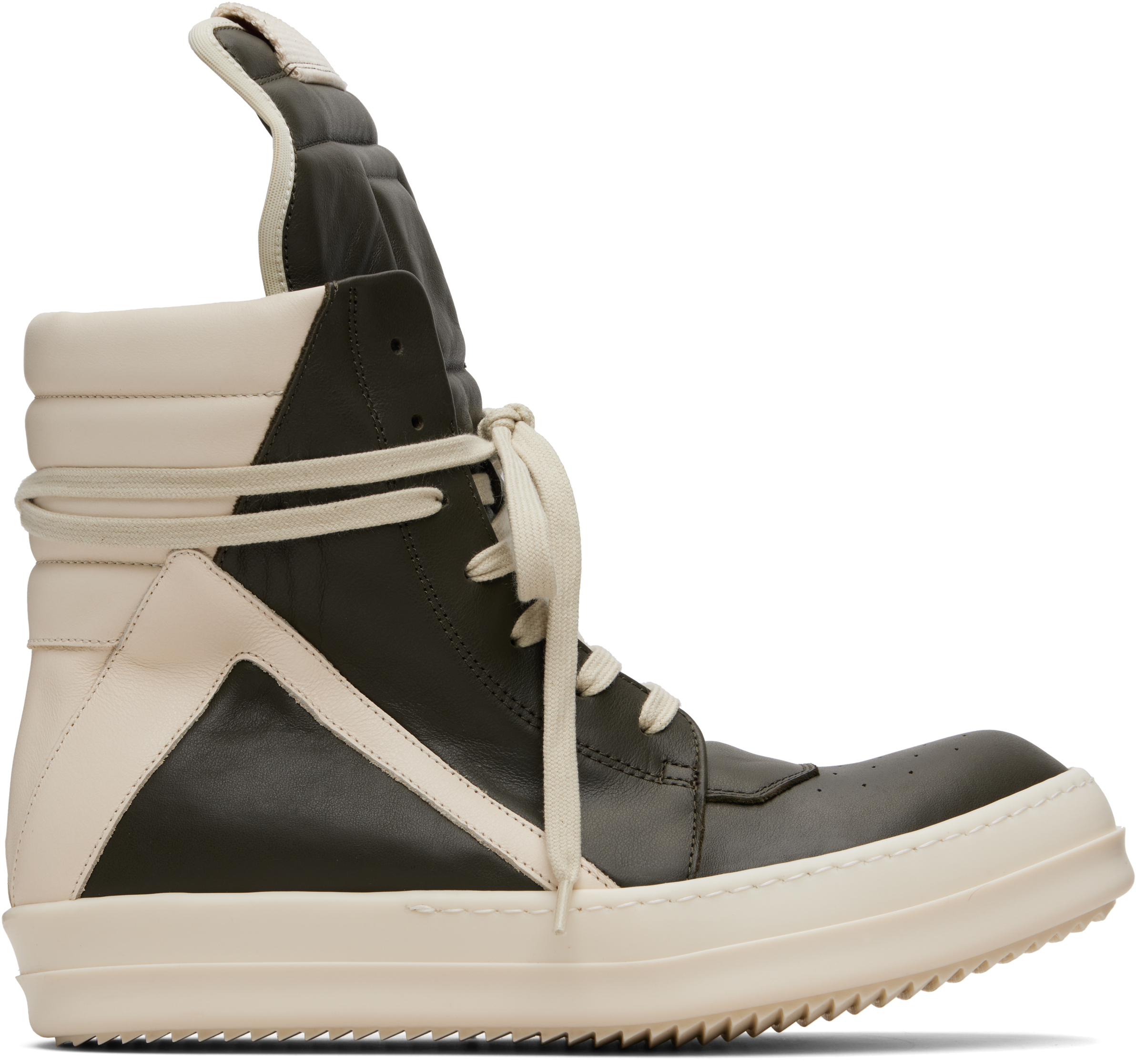 Rick Owens: Khaki Concordians Geobasket Sneakers | SSENSE