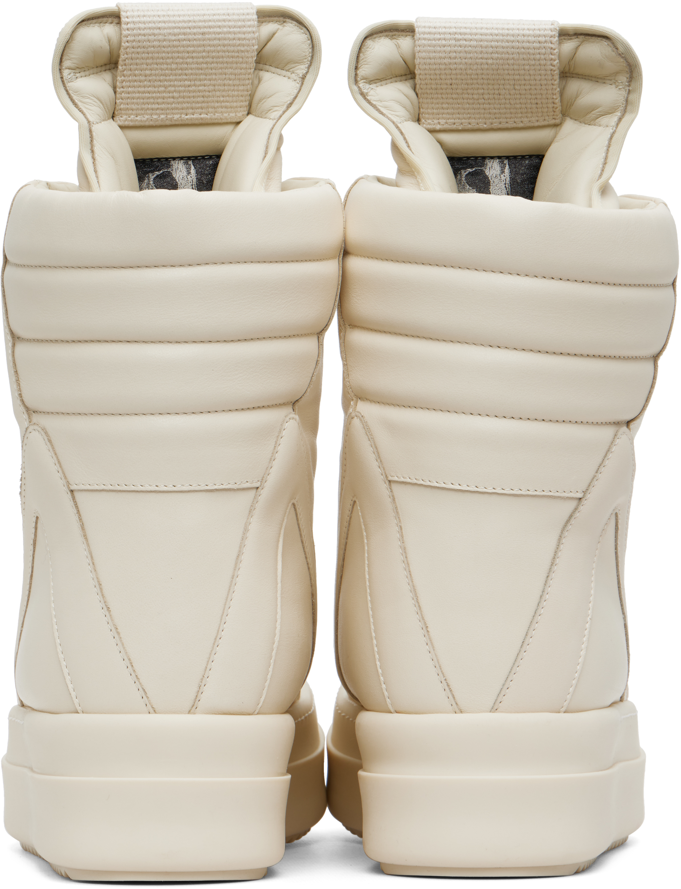 Rick Owens Leather High-top Sneakers Geobasket Style In White