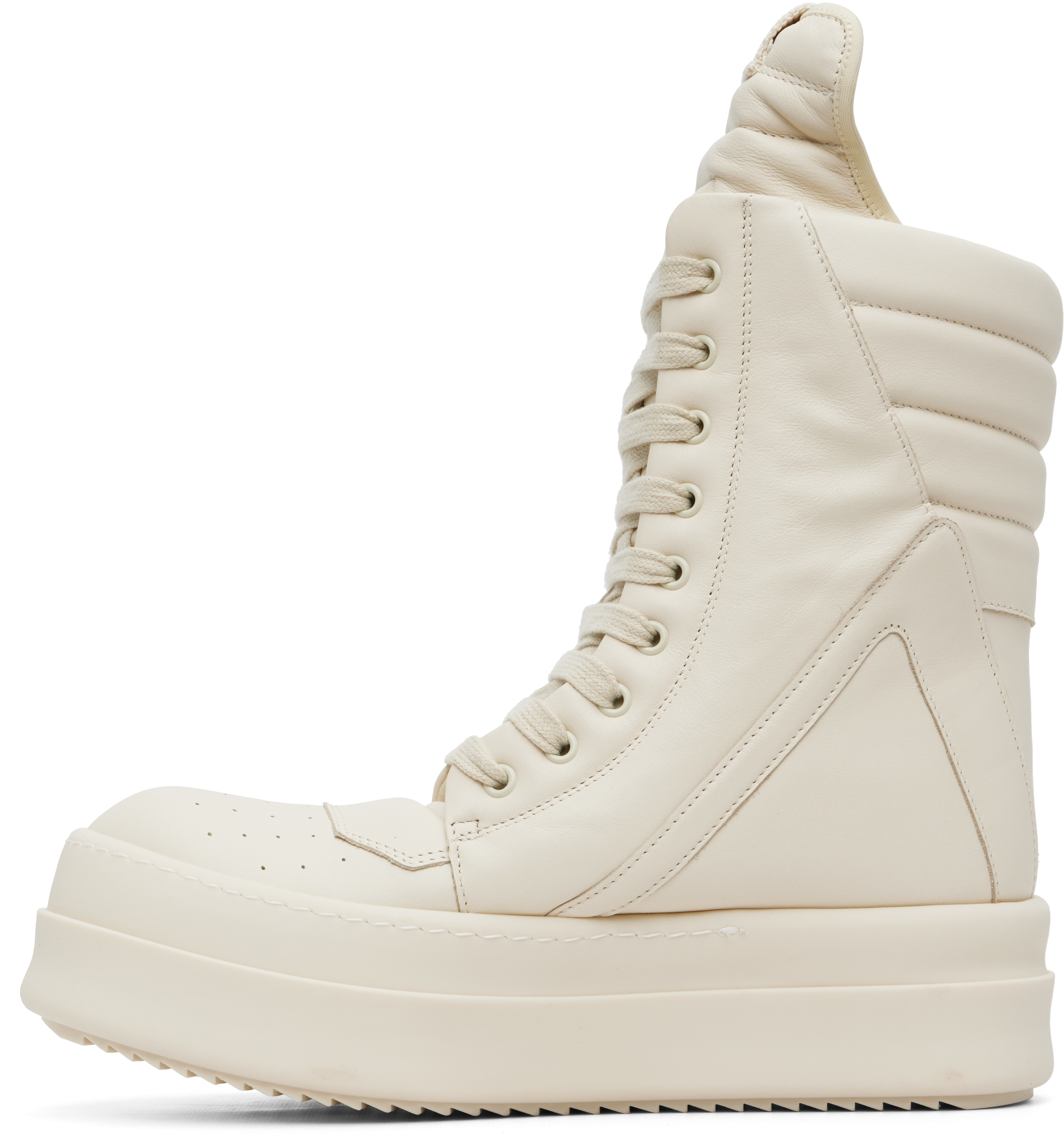 Rick Owens Leather High-top Sneakers Geobasket Style In White