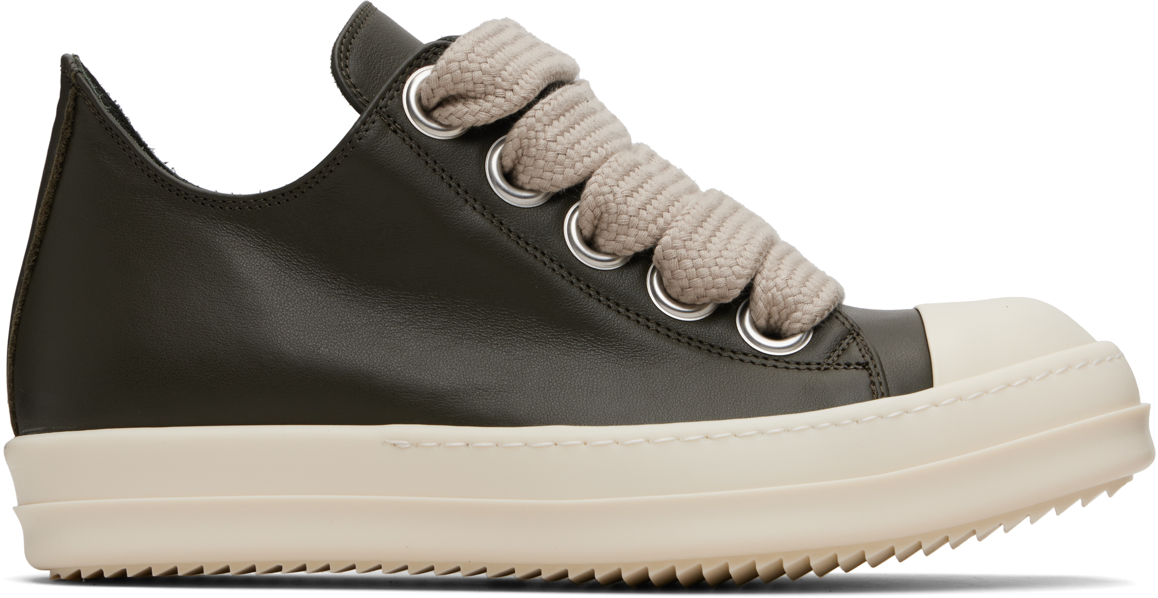 Rick Owens: Khaki Concordians Jumbolace Low Sneaks Sneakers | SSENSE