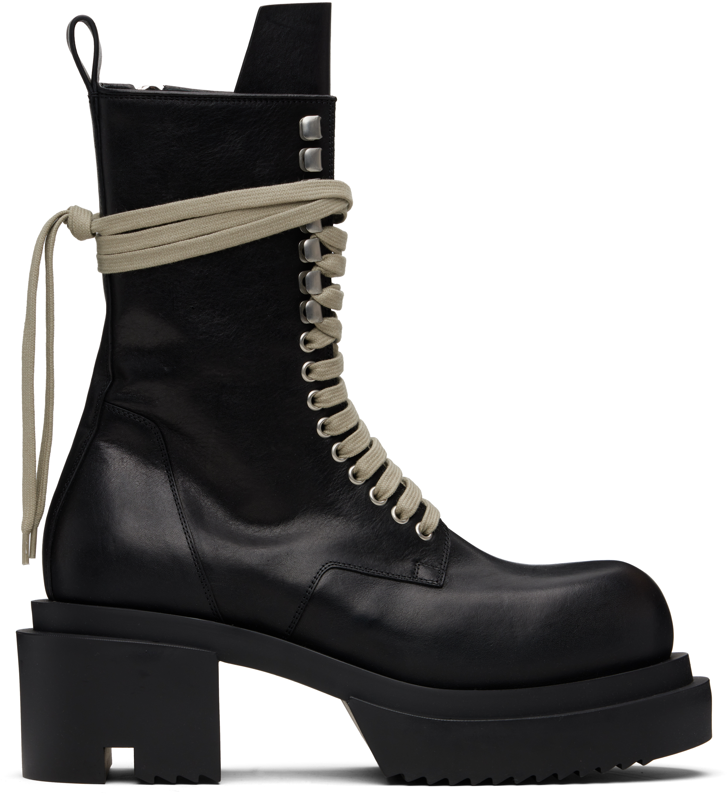 Rick Owens Black Concordians Lace-up Bogun Boots In Black