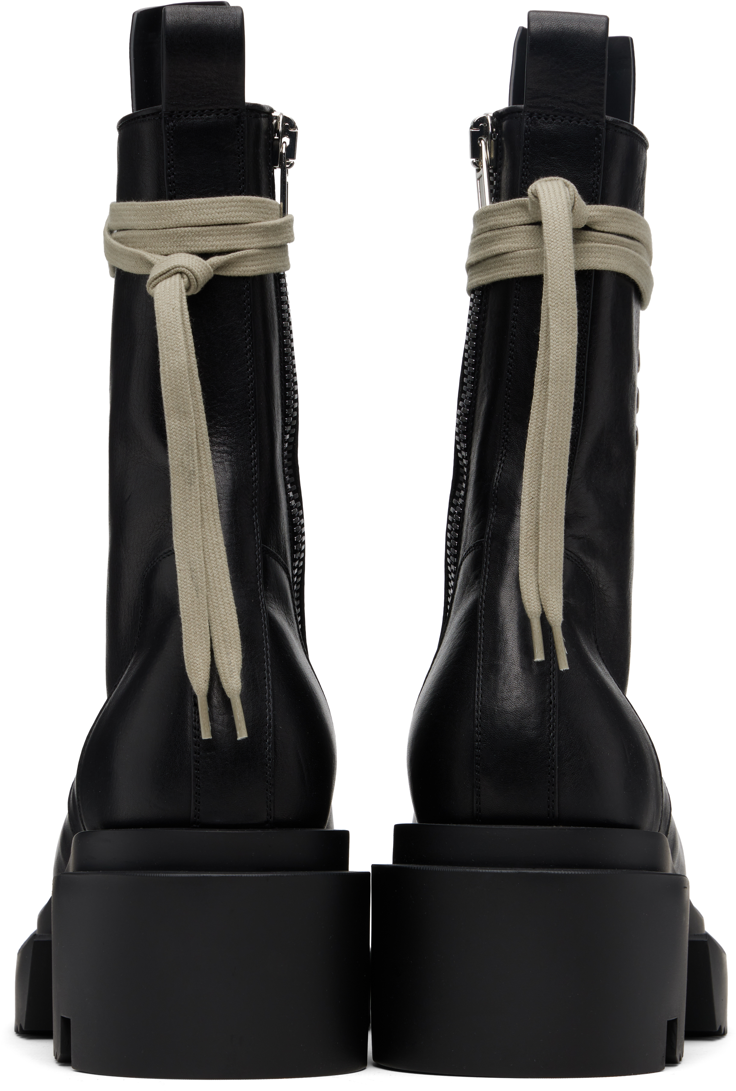 Rick Owens Black Concordians Lace-up Bogun Boots In Black