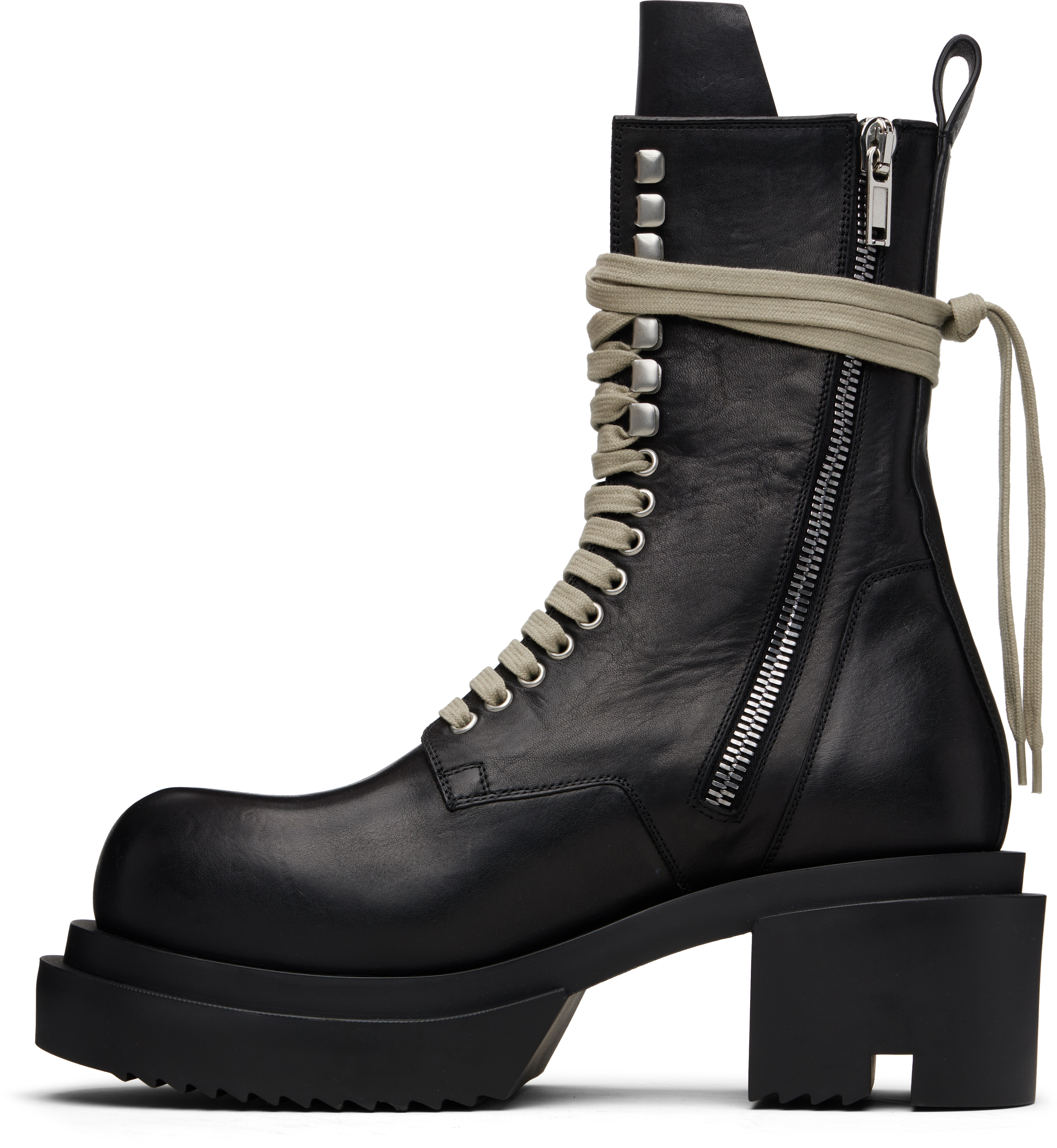Rick Owens Black Concordians Lace-up Bogun Boots In Black