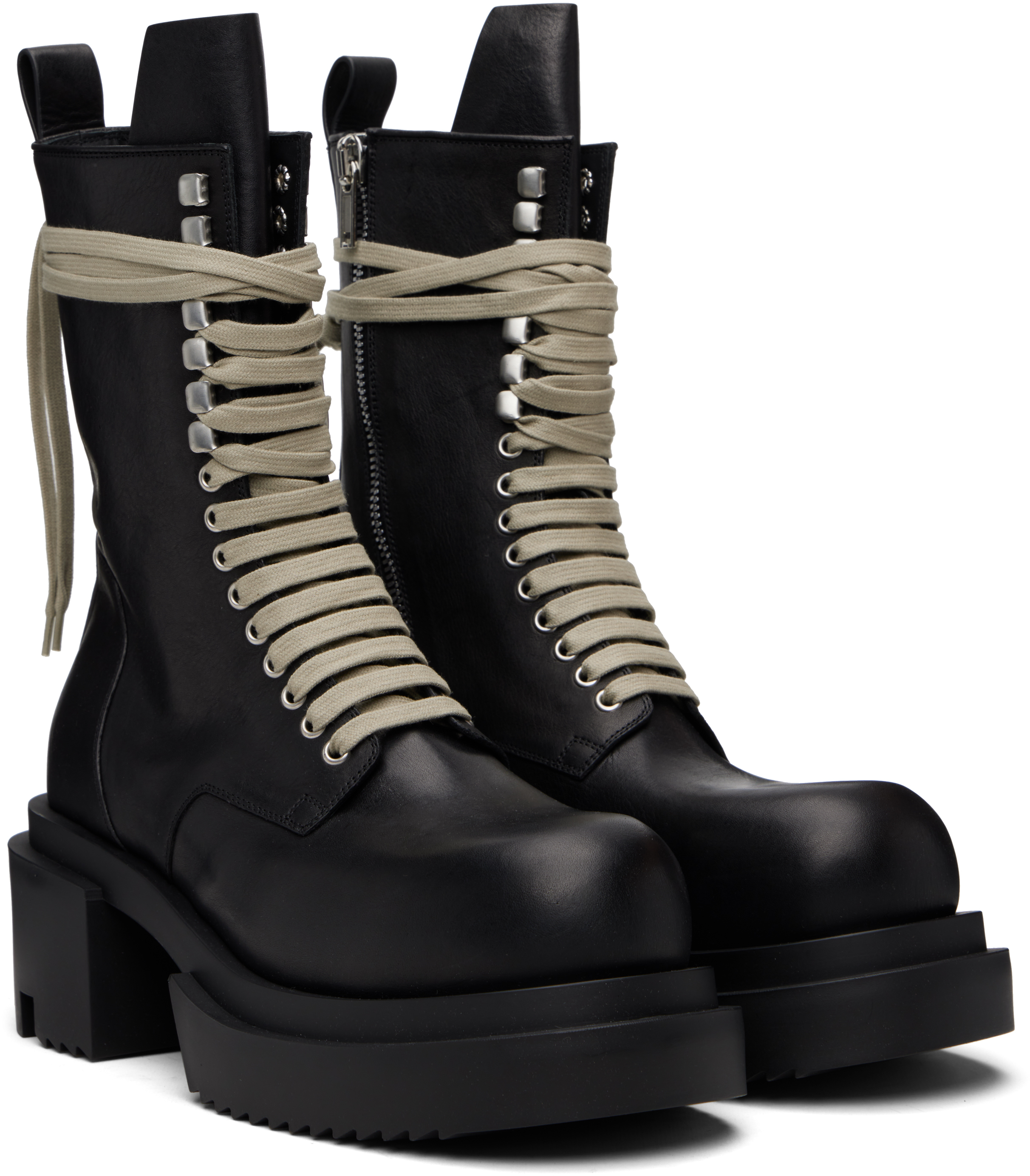 Rick Owens Black Concordians Lace-up Bogun Boots In Black