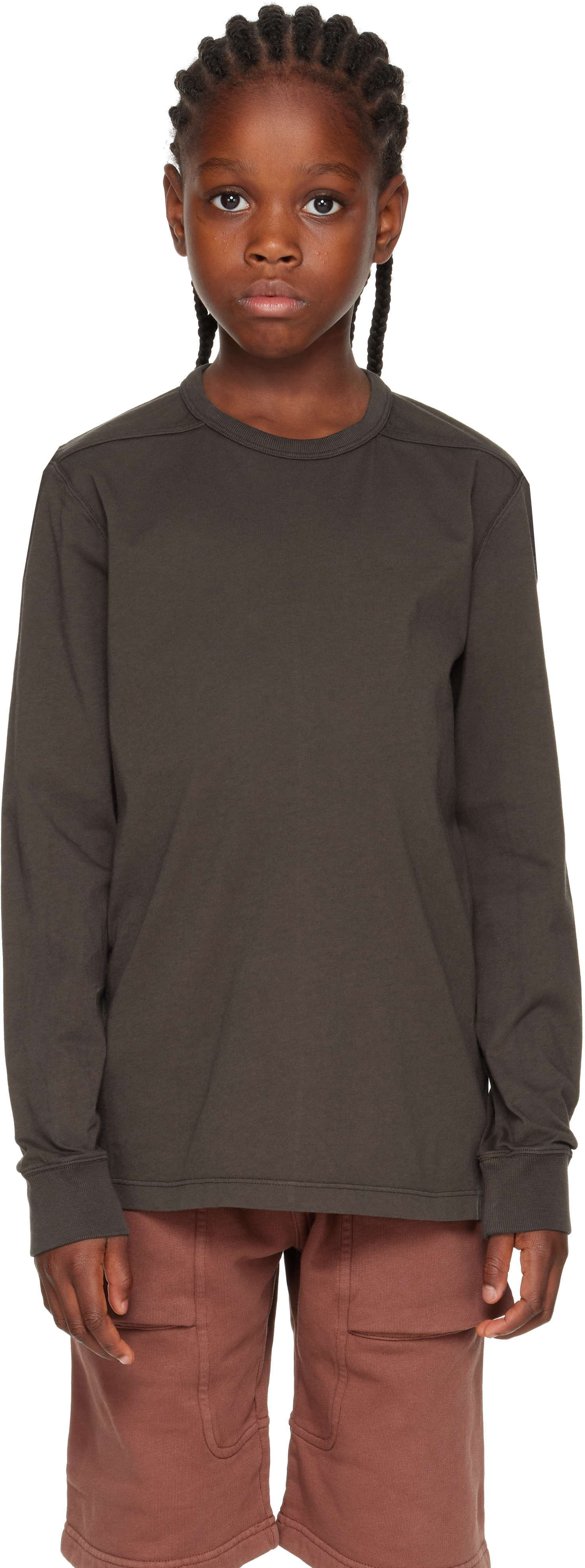 Rick Owens Big Kids Gray Concordians Level Long Sleeve T-shirt In Gray
