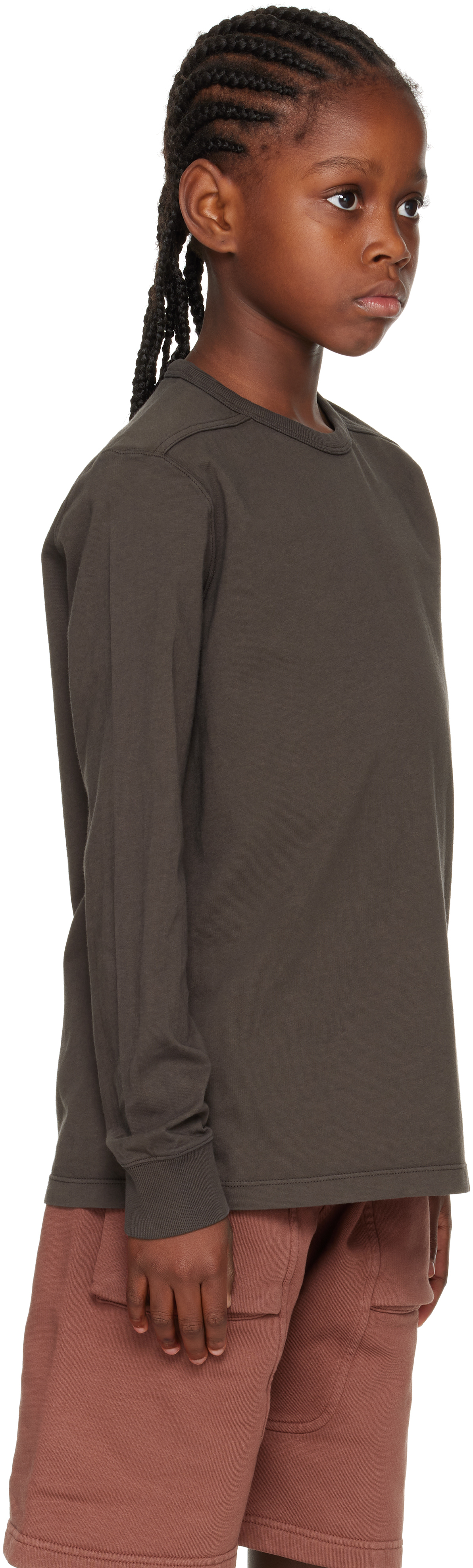 Rick Owens Big Kids Gray Concordians Level Long Sleeve T-shirt In Gray