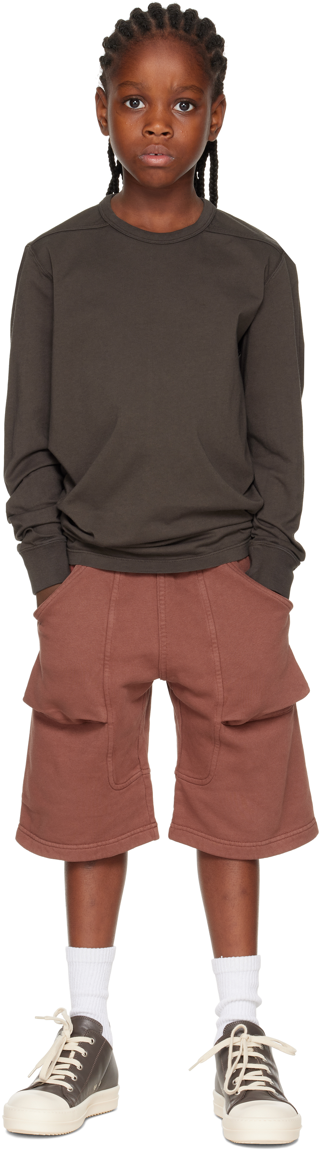 Rick Owens Big Kids Gray Concordians Level Long Sleeve T-shirt In Gray