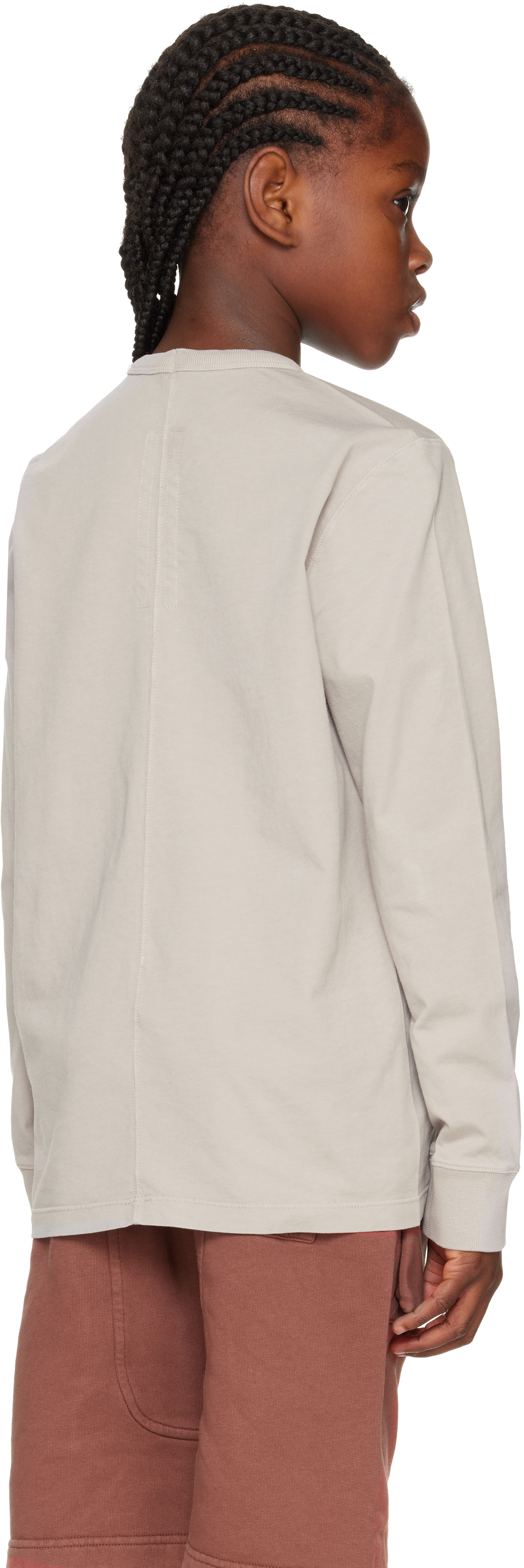 Rick Owens Big Kids Gray Concordians Level Long Sleeve T-shirt In Gray