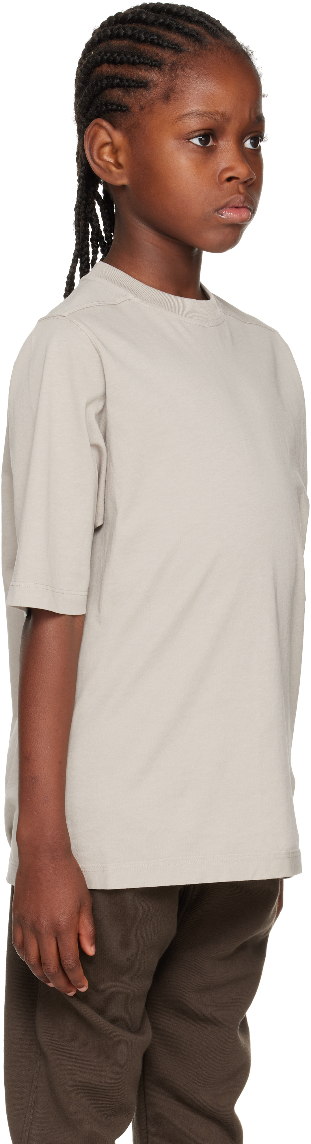 Rick Owens Big Kids Off-white Concordians Jumbo Short Sleeve T-shirt In Gray