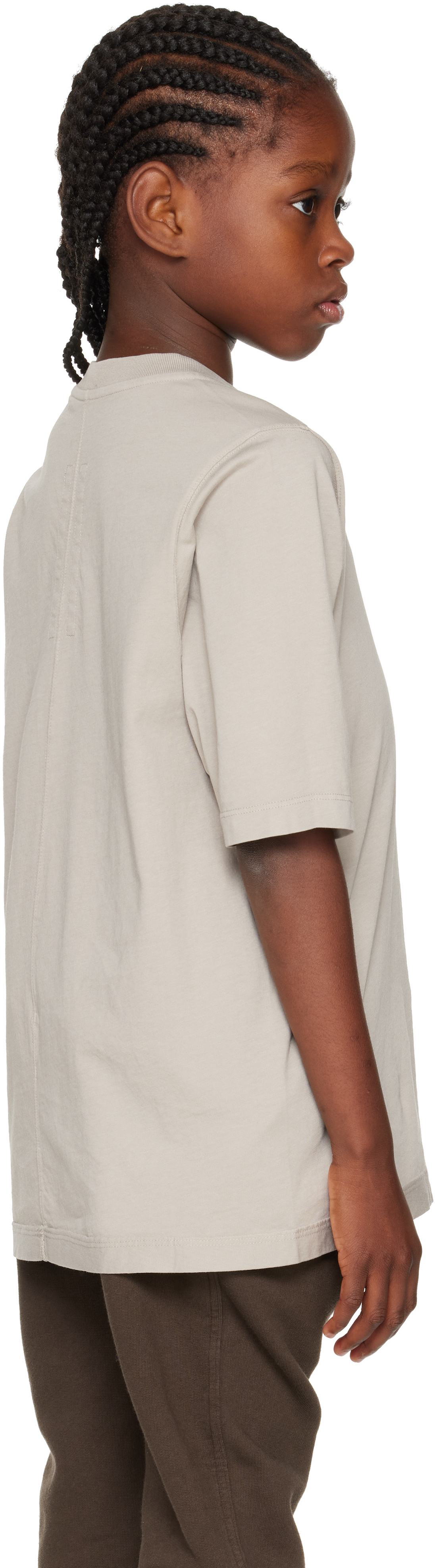 Rick Owens Big Kids Off-white Concordians Jumbo Short Sleeve T-shirt In Gray