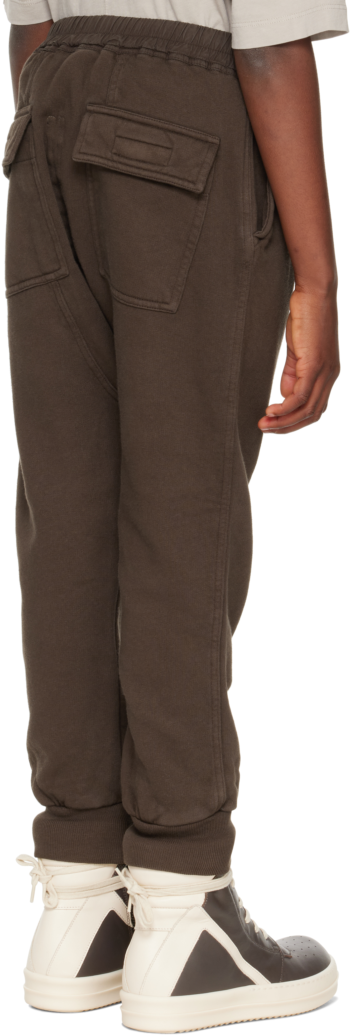 Rick Owens Big Kids Gray Concordians Drawstring Lounge Pants In Brown