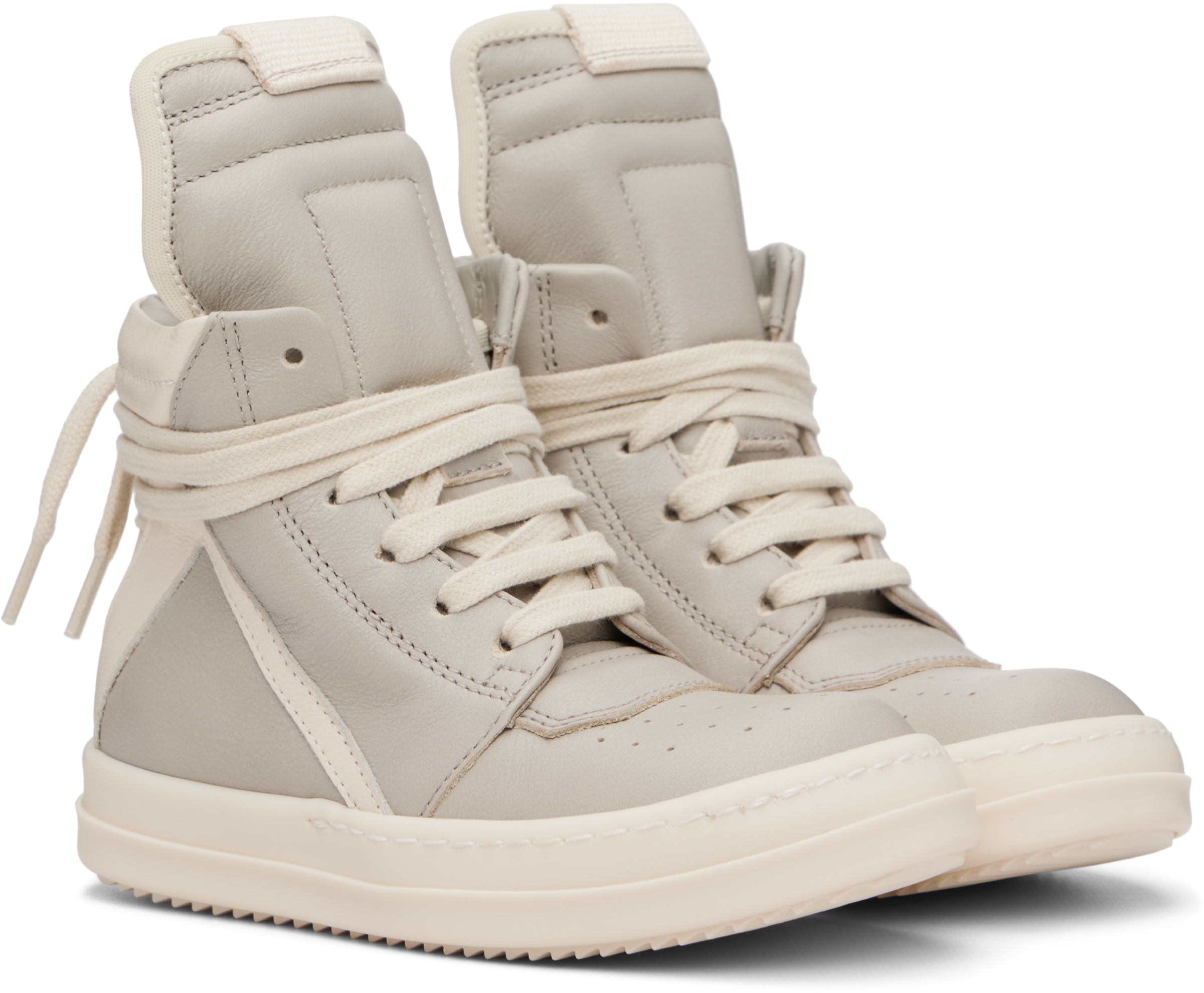Rick Owens Kids Off-white Geobaskets Sneakers In Gray