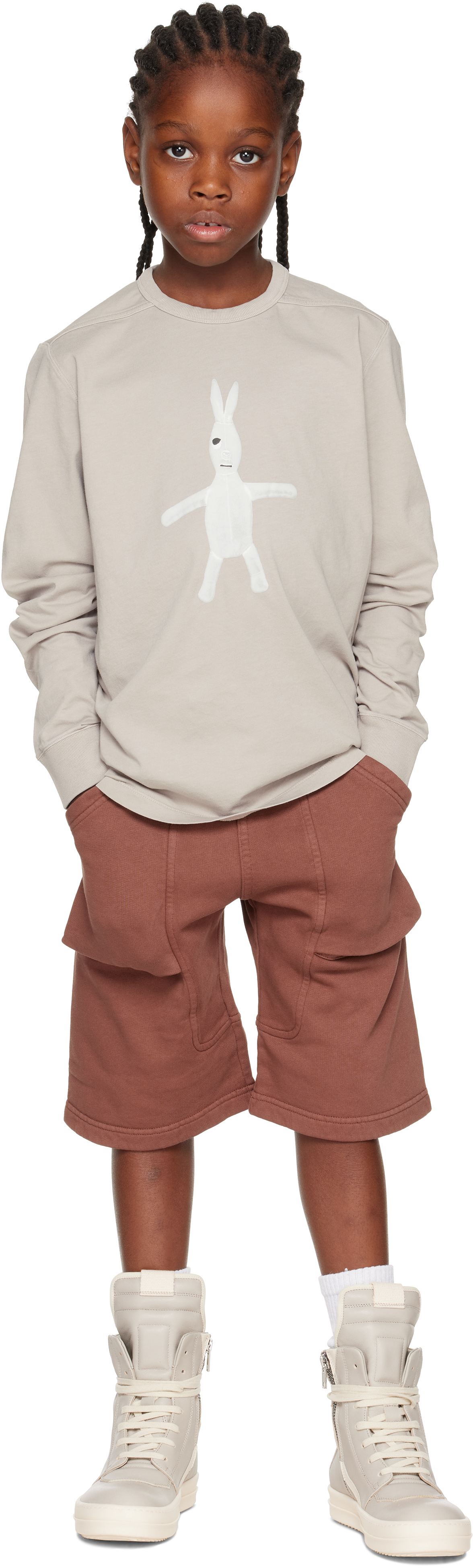 Rick Owens Kids Off-white Geobaskets Sneakers In Gray