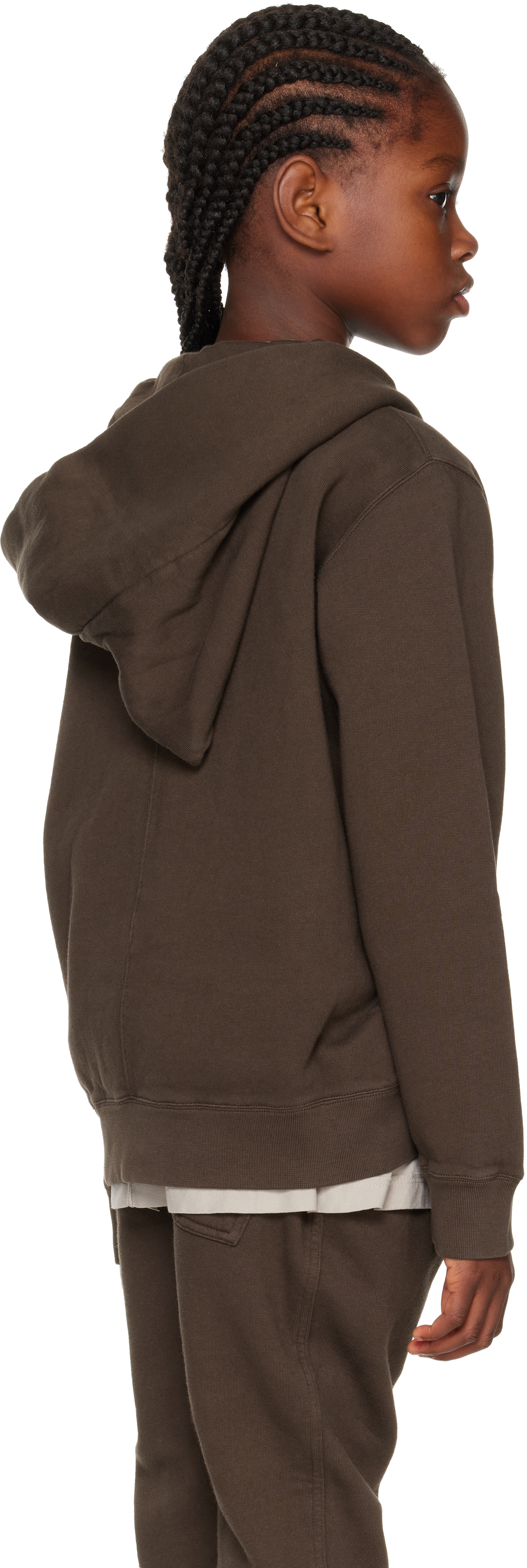 Rick Owens Big Kids Gray Concordians Mountain Hoodie In Brown