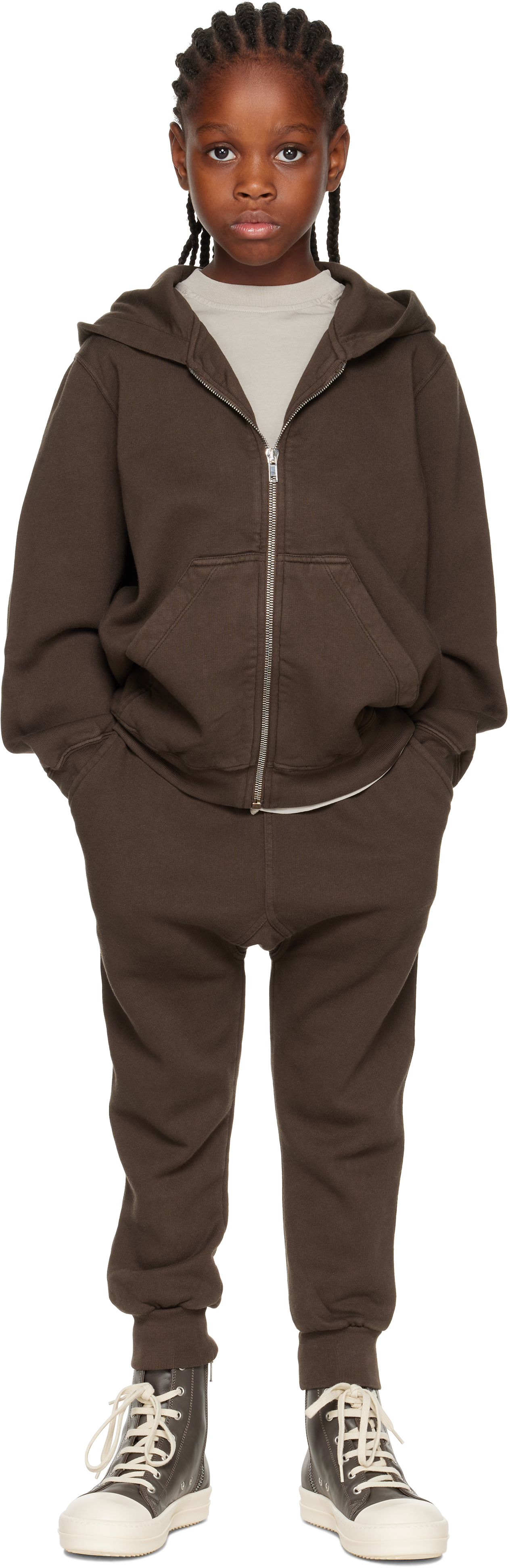 Rick Owens Big Kids Gray Concordians Jason's Hoodie In Blue