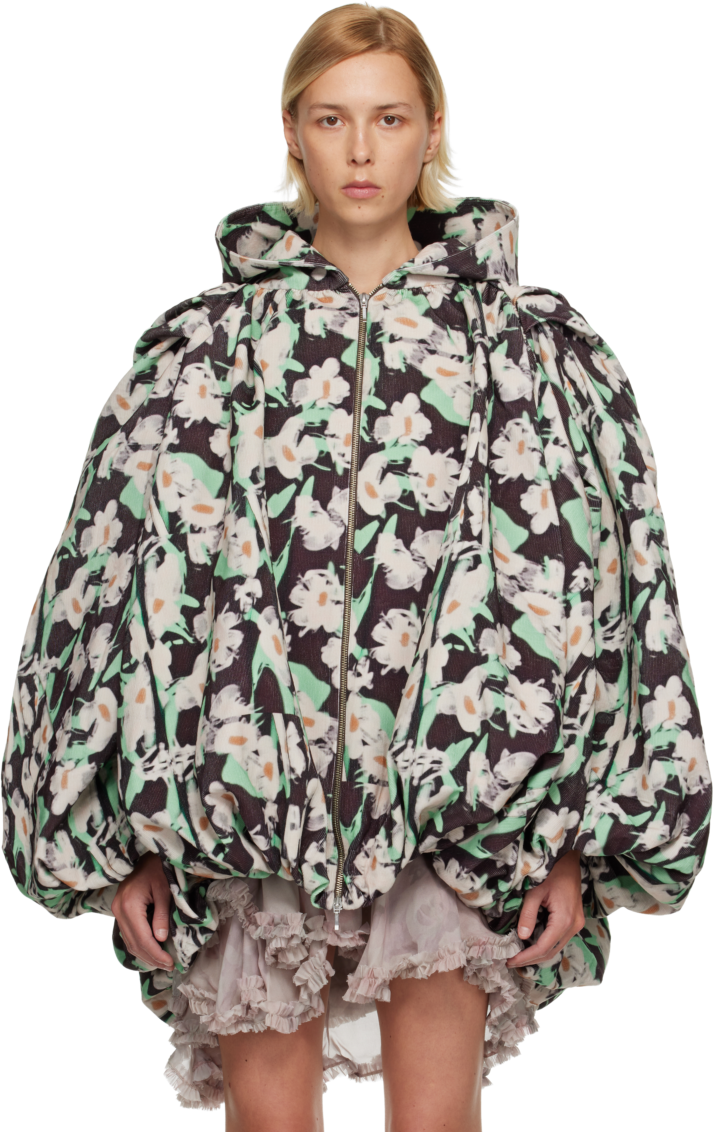 Collina Strada Black & Off-white Pillow Coat In Animal Print