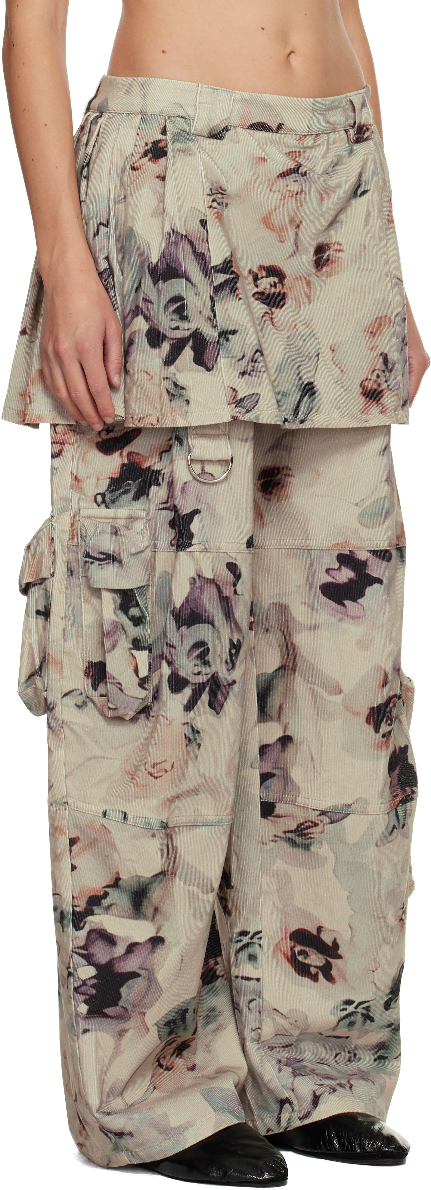 Collina Strada Beige Lawn Skirt Cargo Pants In Multi