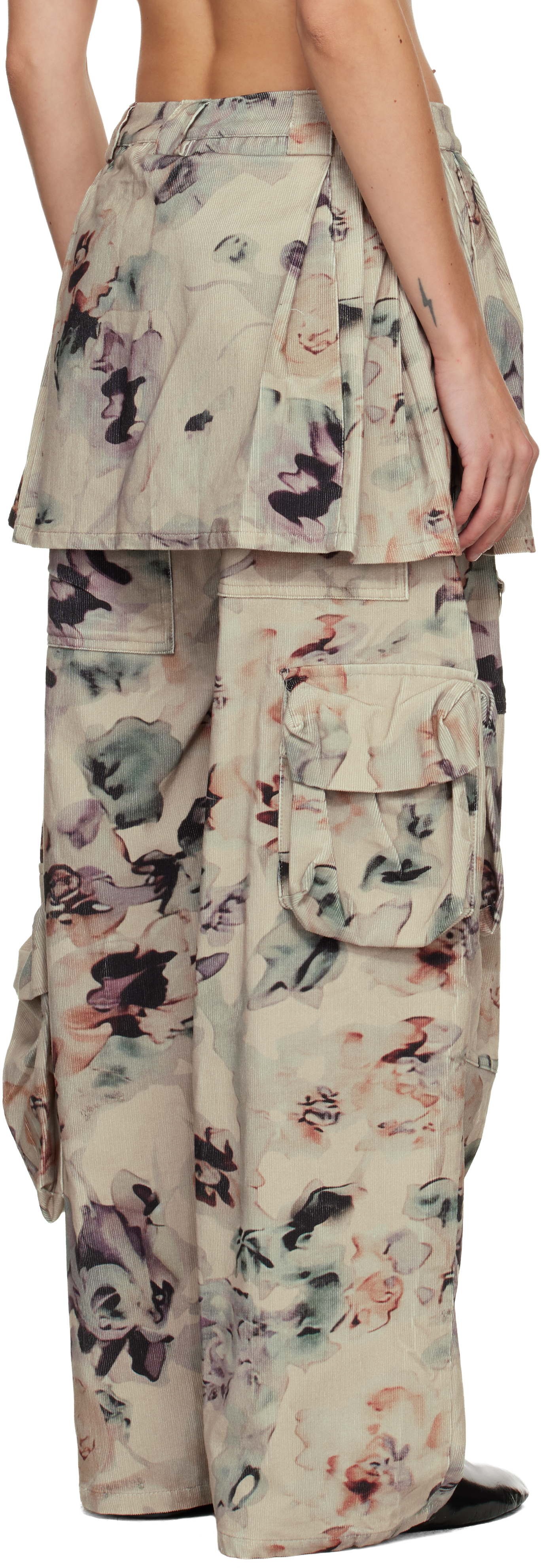 Collina Strada Beige Lawn Skirt Cargo Pants In Multi