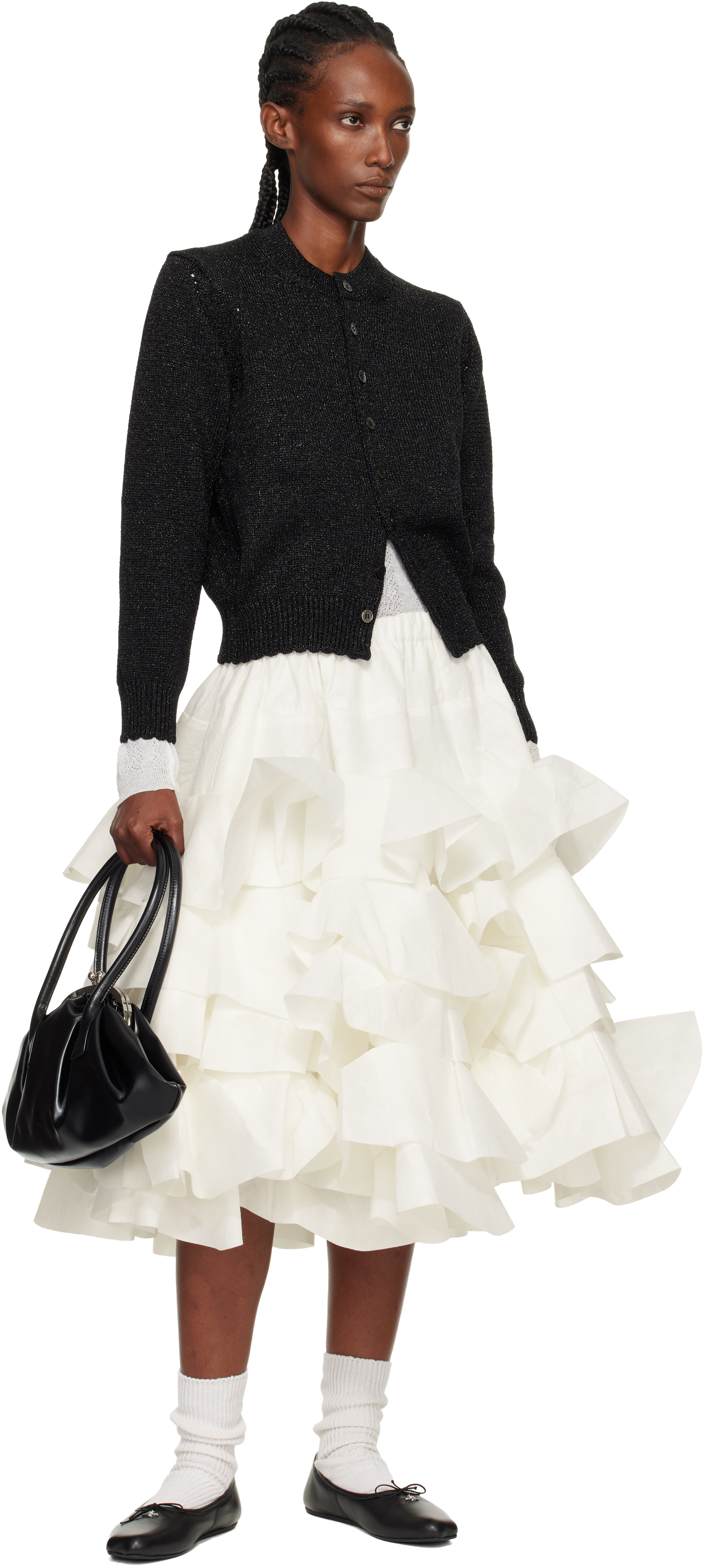 Tao Comme Des Garçons Black Wool Mix Cardigan In Black