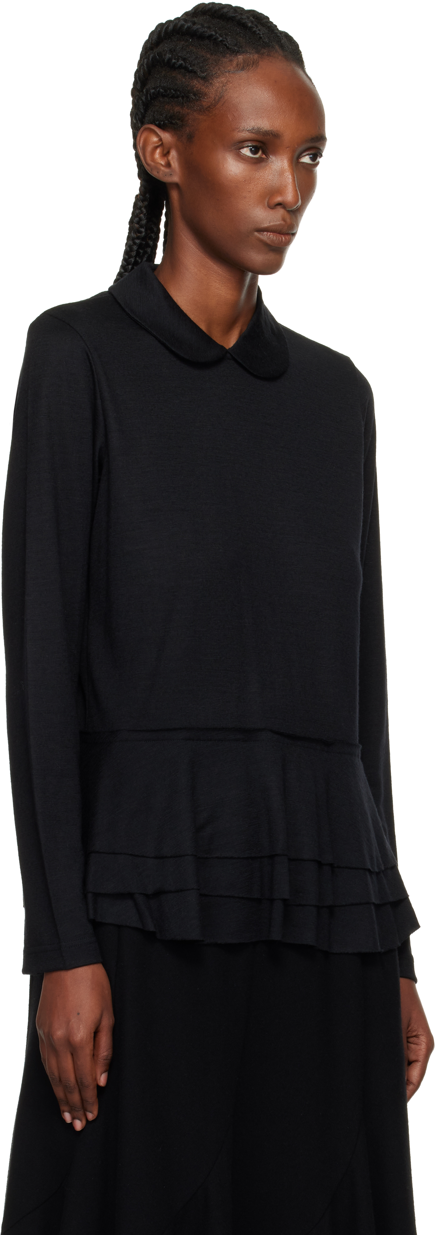 Tao Comme Des Garçons Black Tiered Wool Jersey Sweater In Black