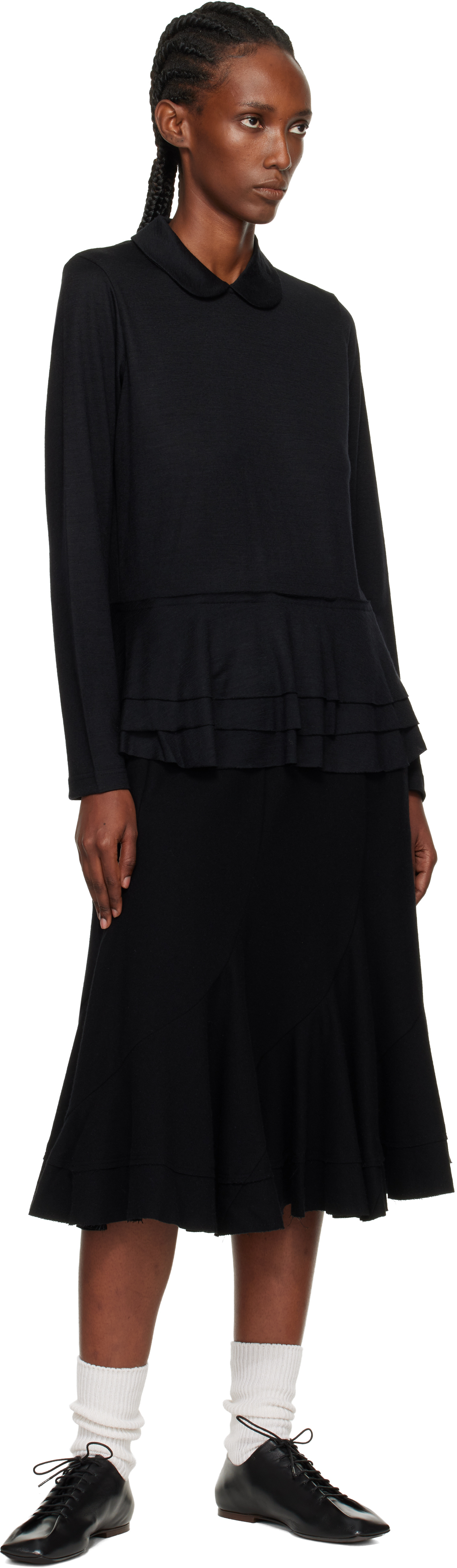 Tao Comme Des Garçons Black Tiered Wool Jersey Sweater In Black