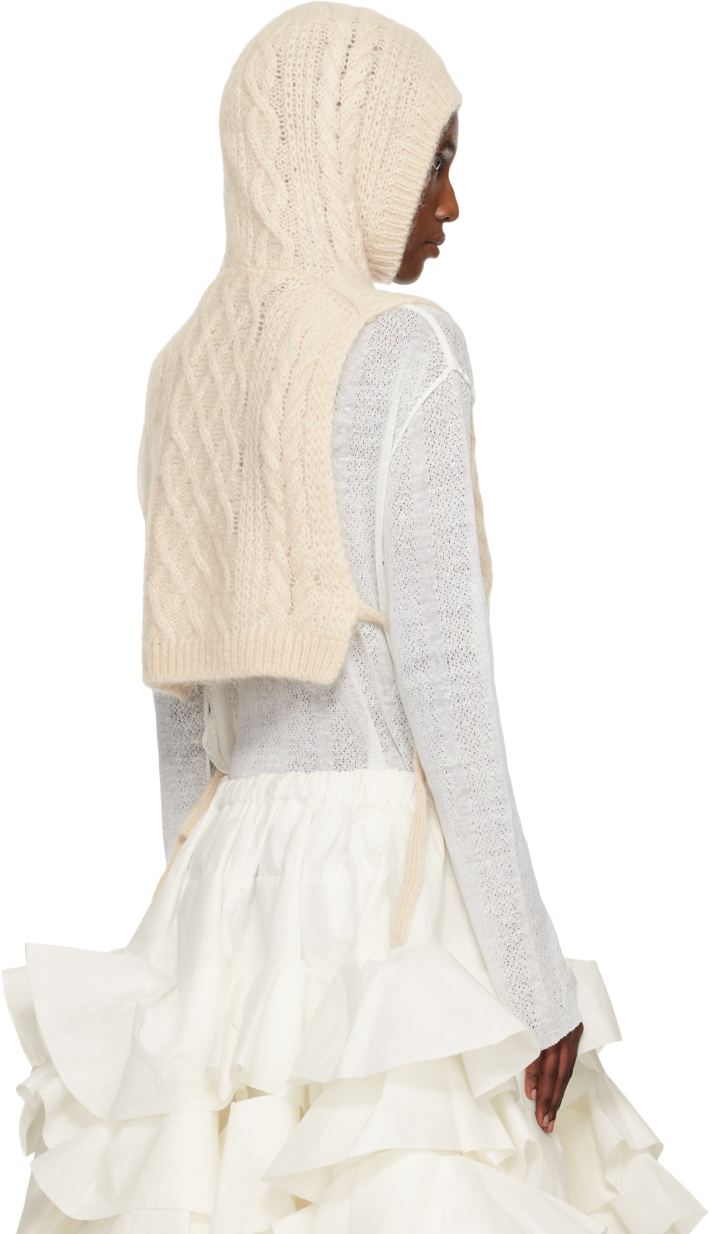 Tao Comme Des Garçons Off-white Hooded Wool Vest In Brown